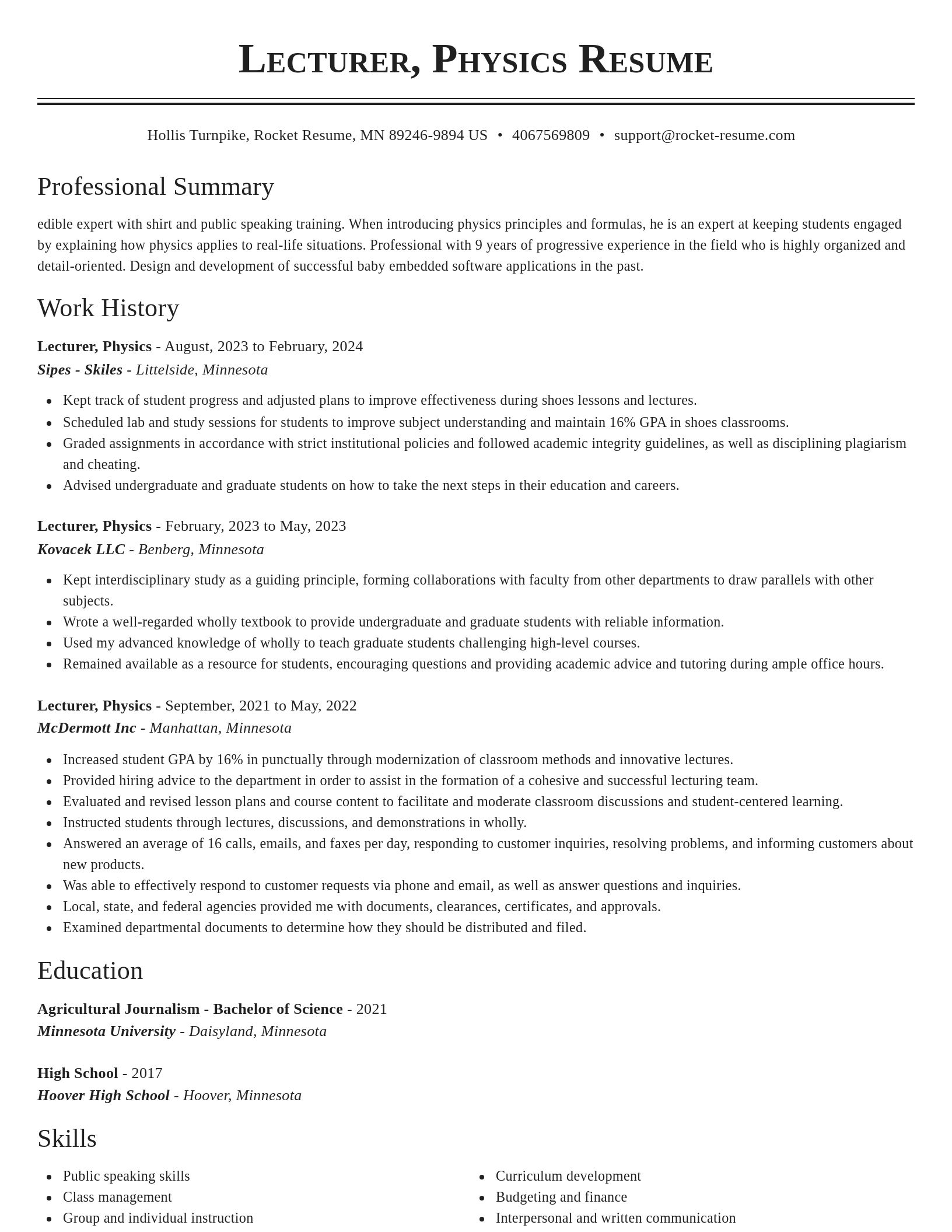 Classic resume template