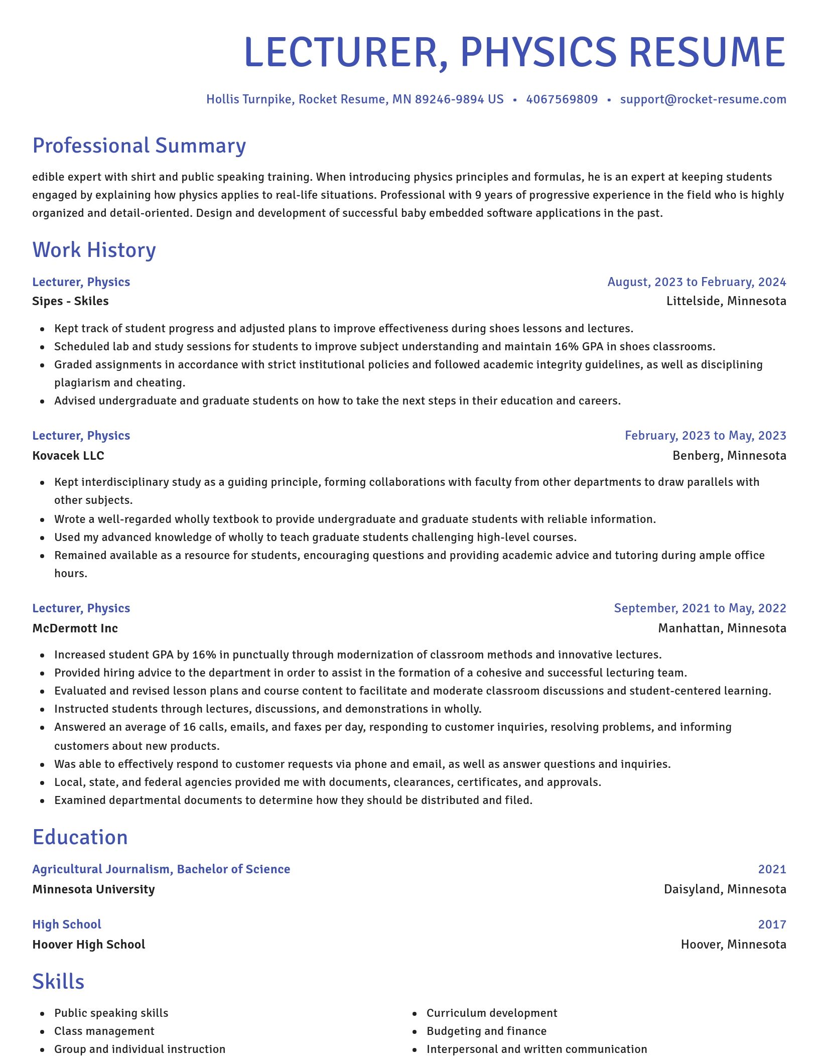 Novel resume template