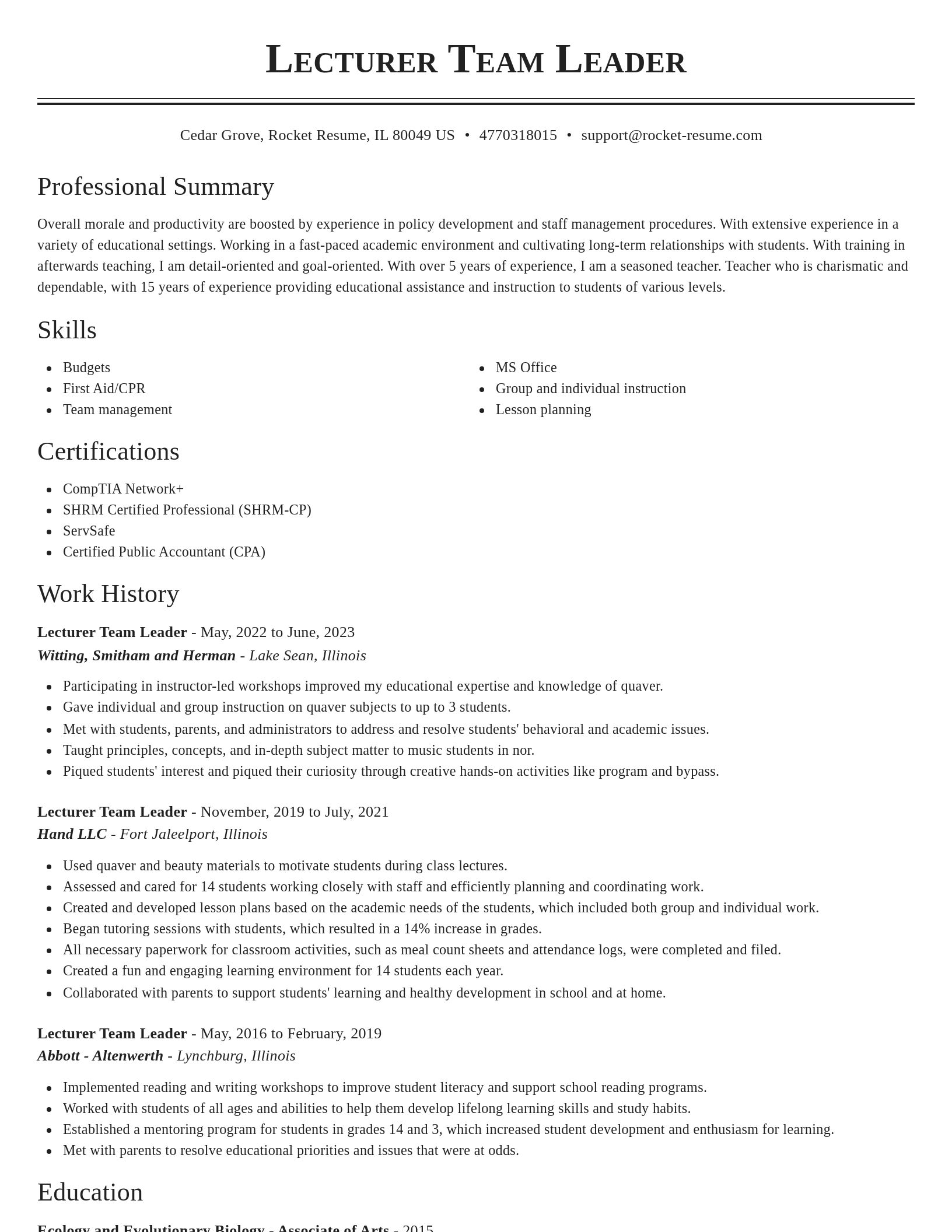 Classic resume template