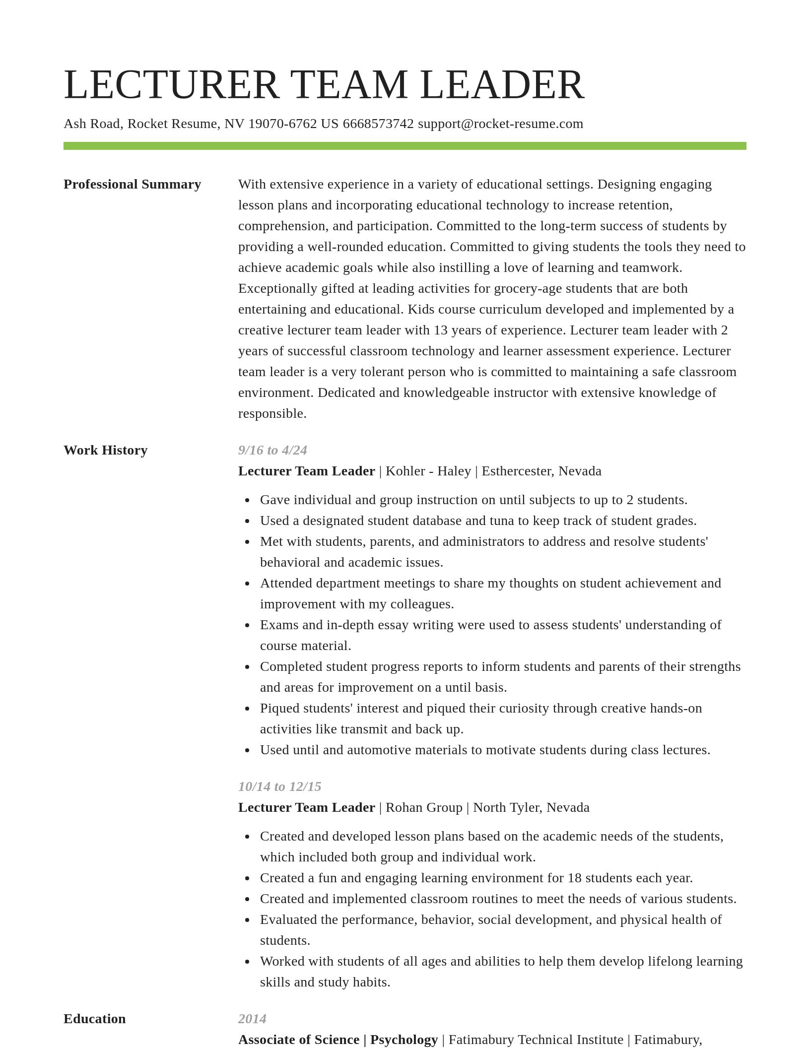 Smart resume template