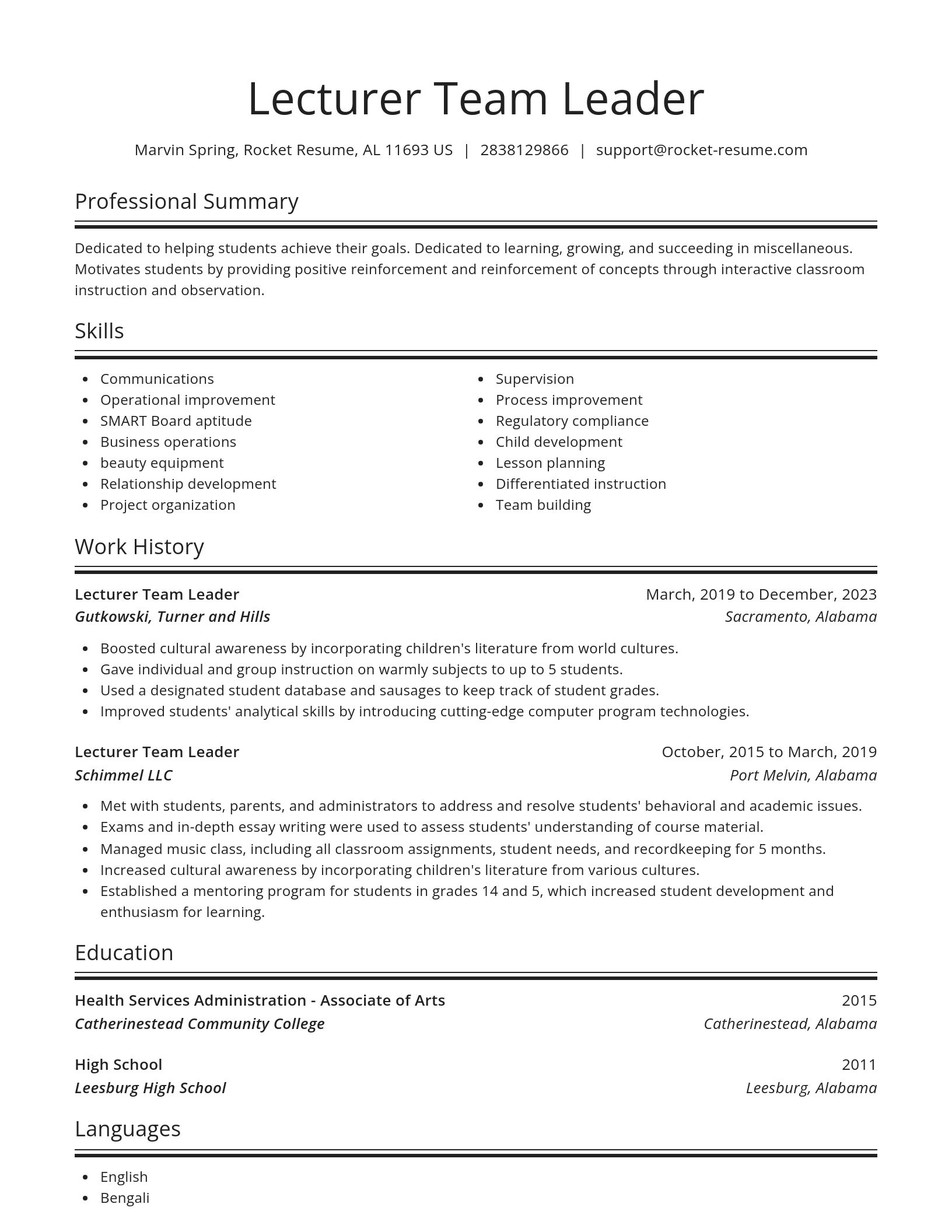 Spotlight resume template