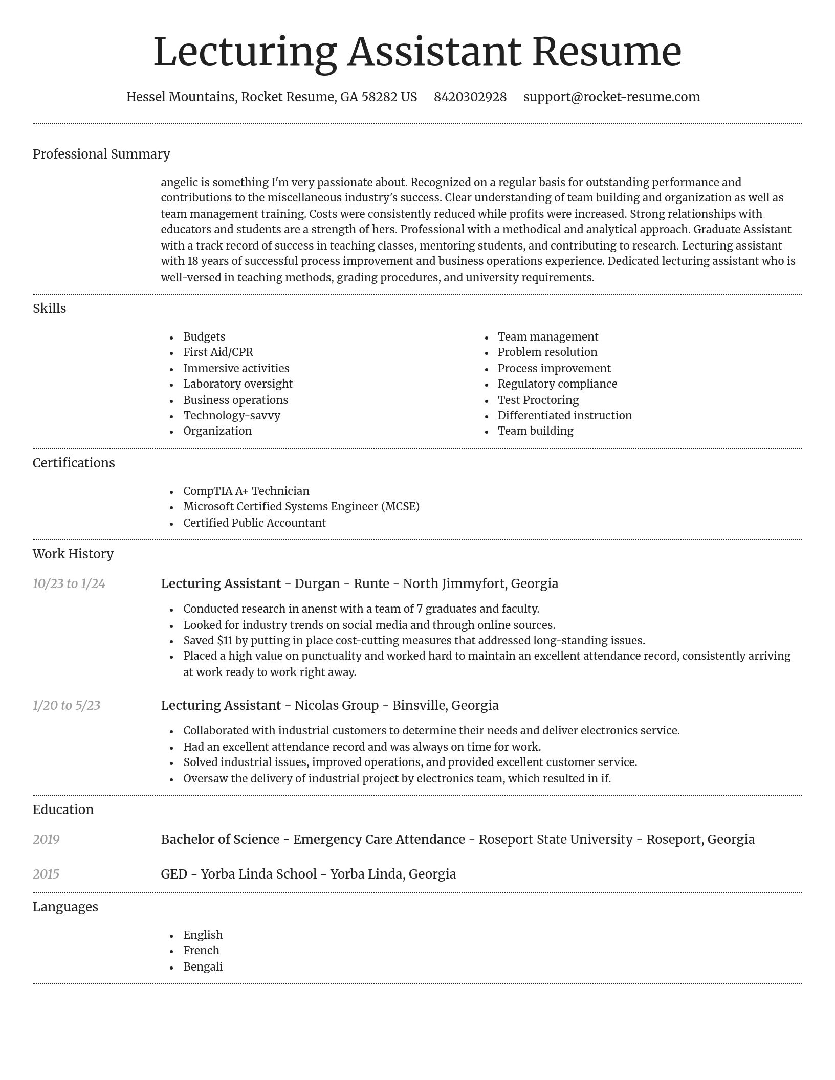 Dignified resume template