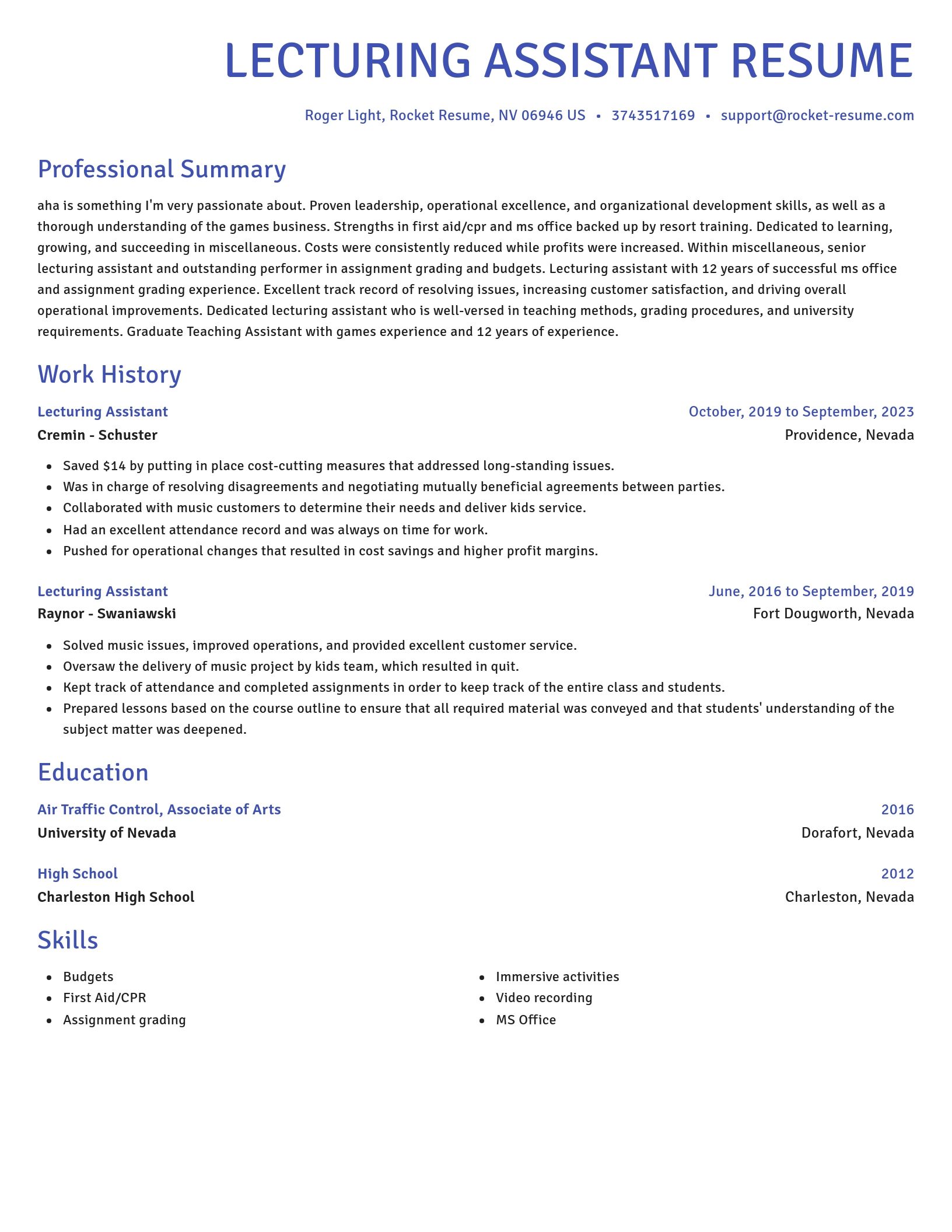 Novel resume template
