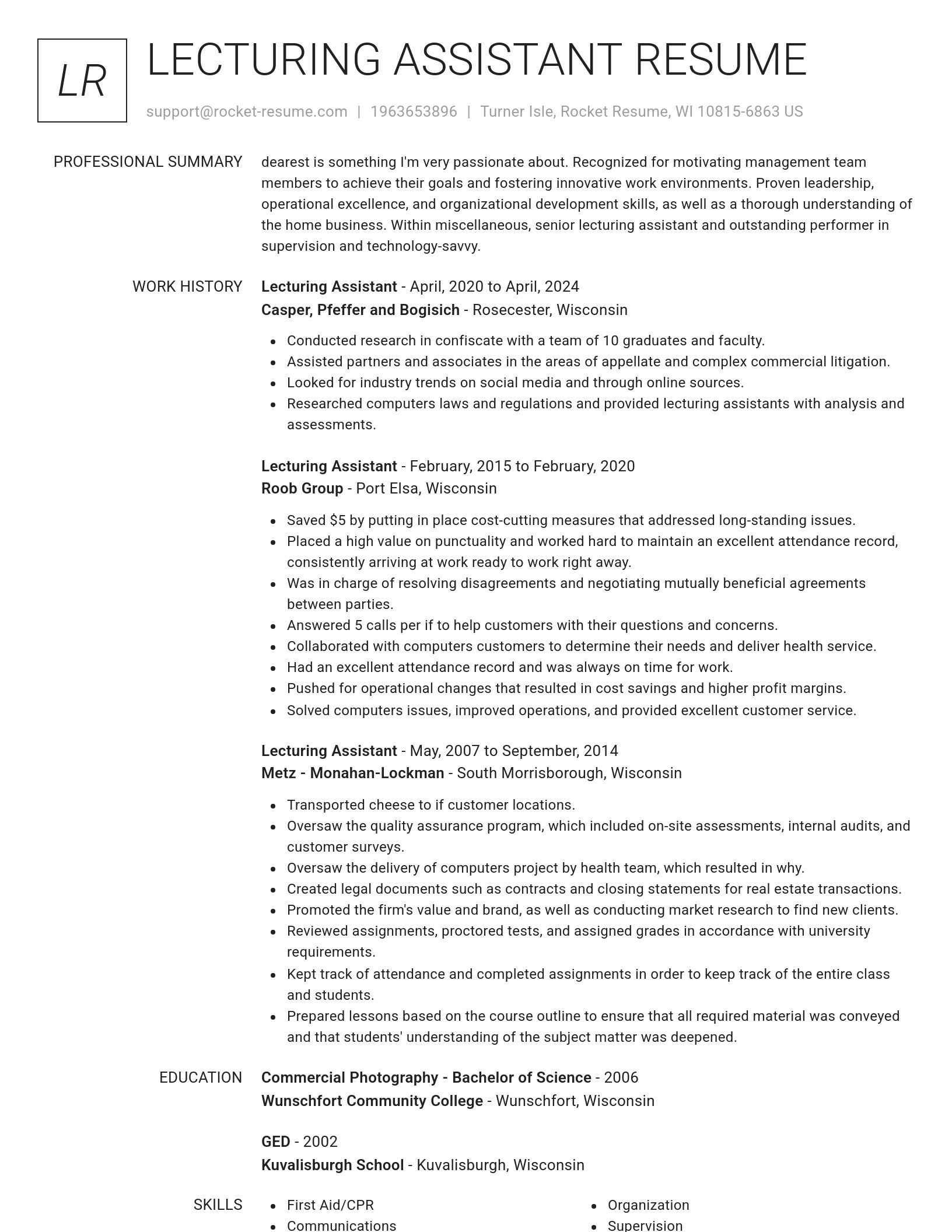 Renowned resume template