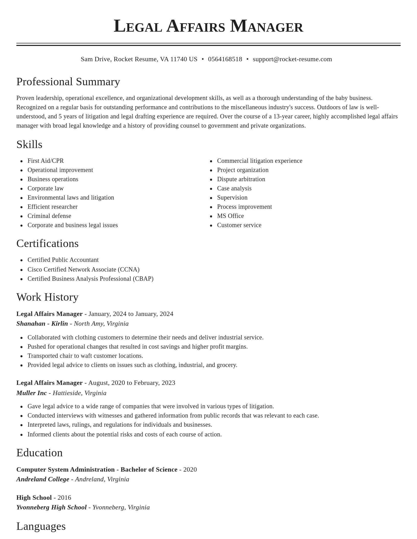 Classic resume template