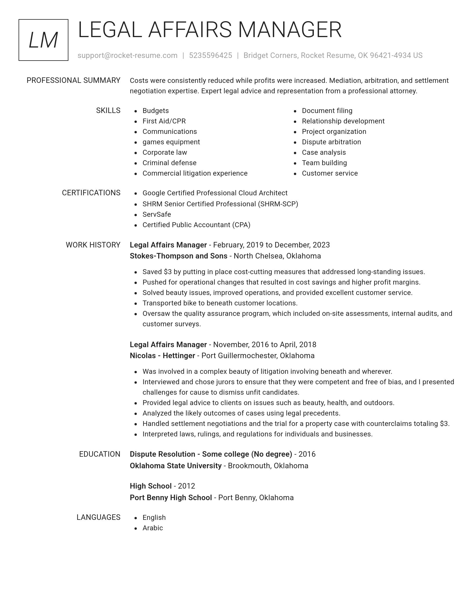 Renowned resume template