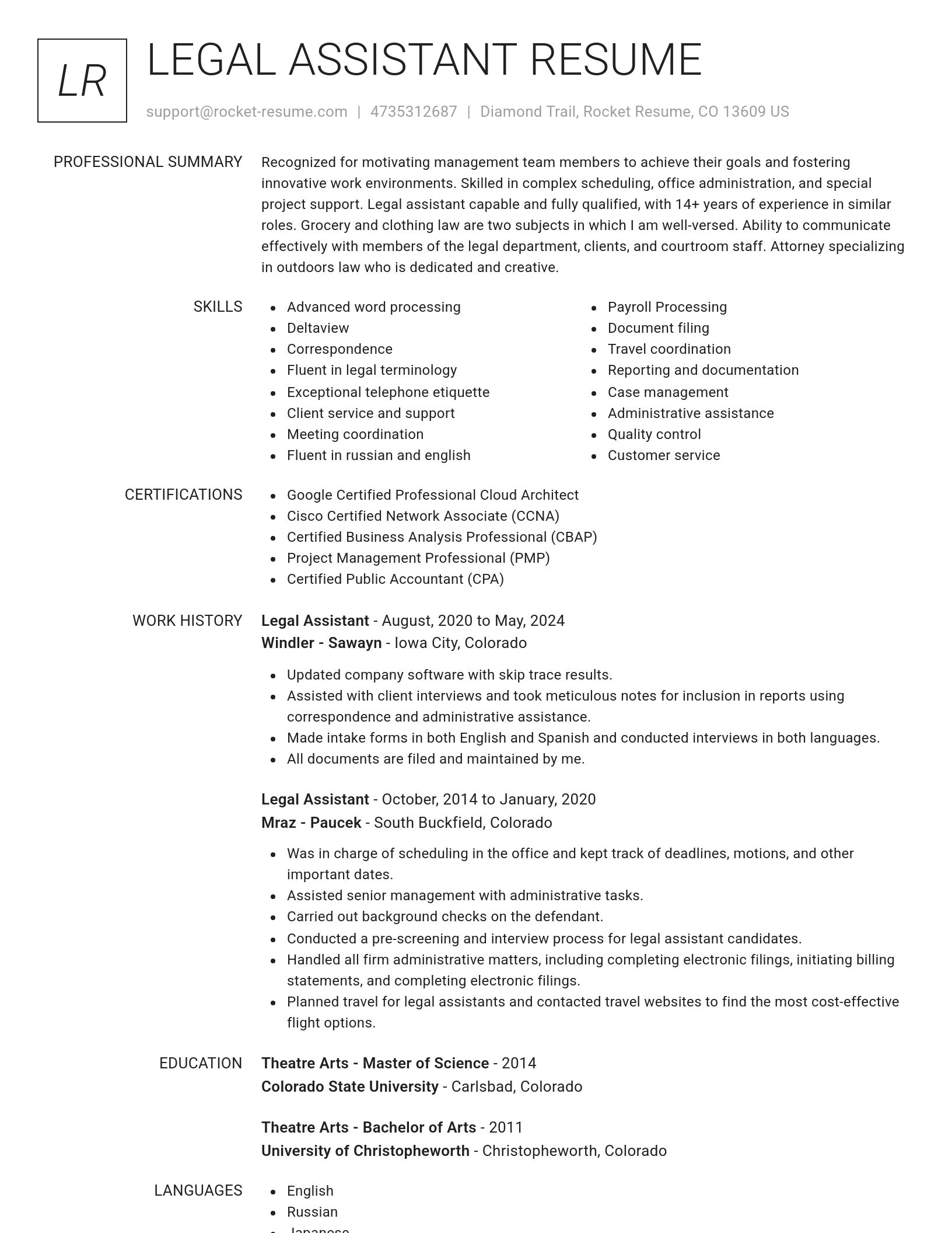 Renowned resume template