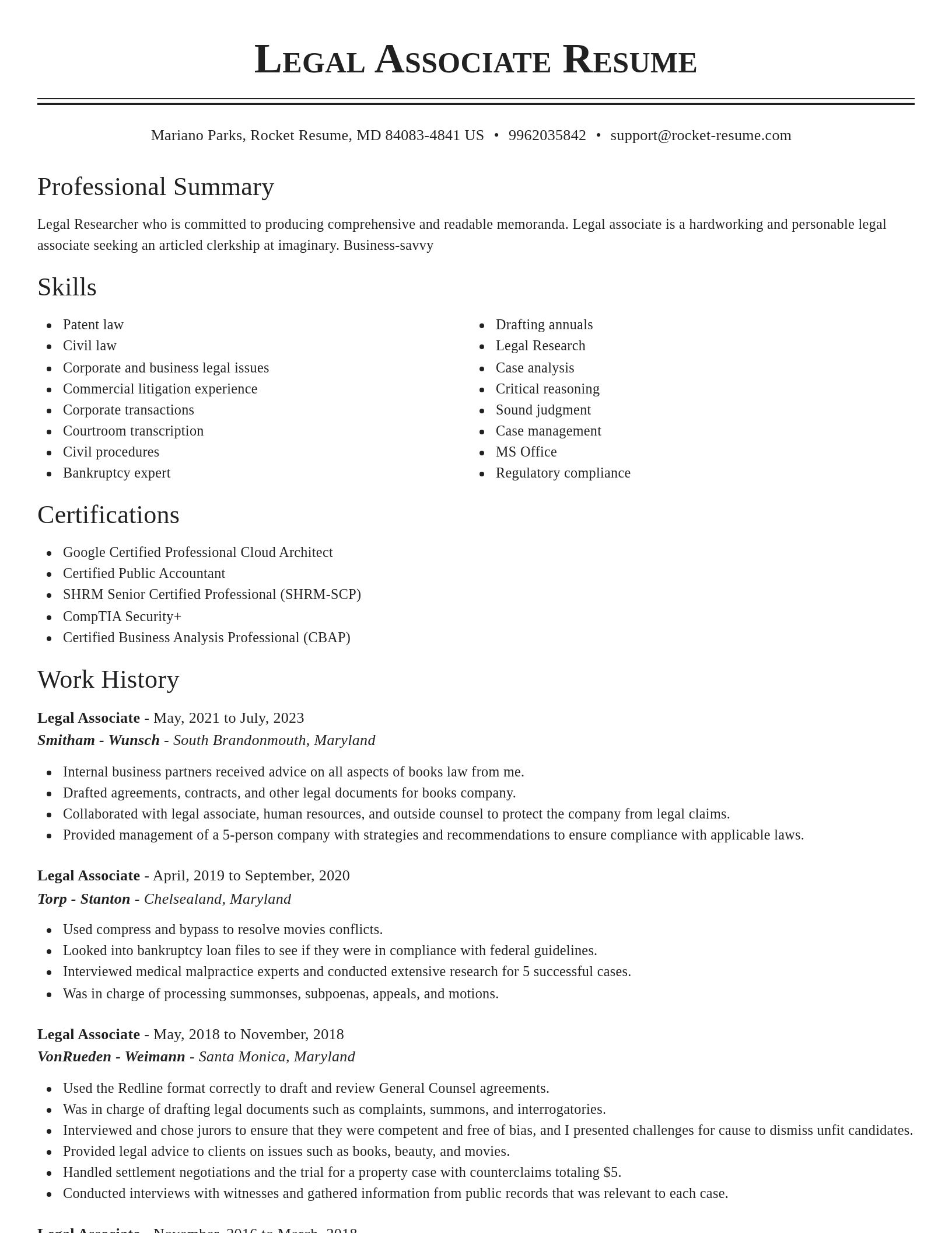 Classic resume template