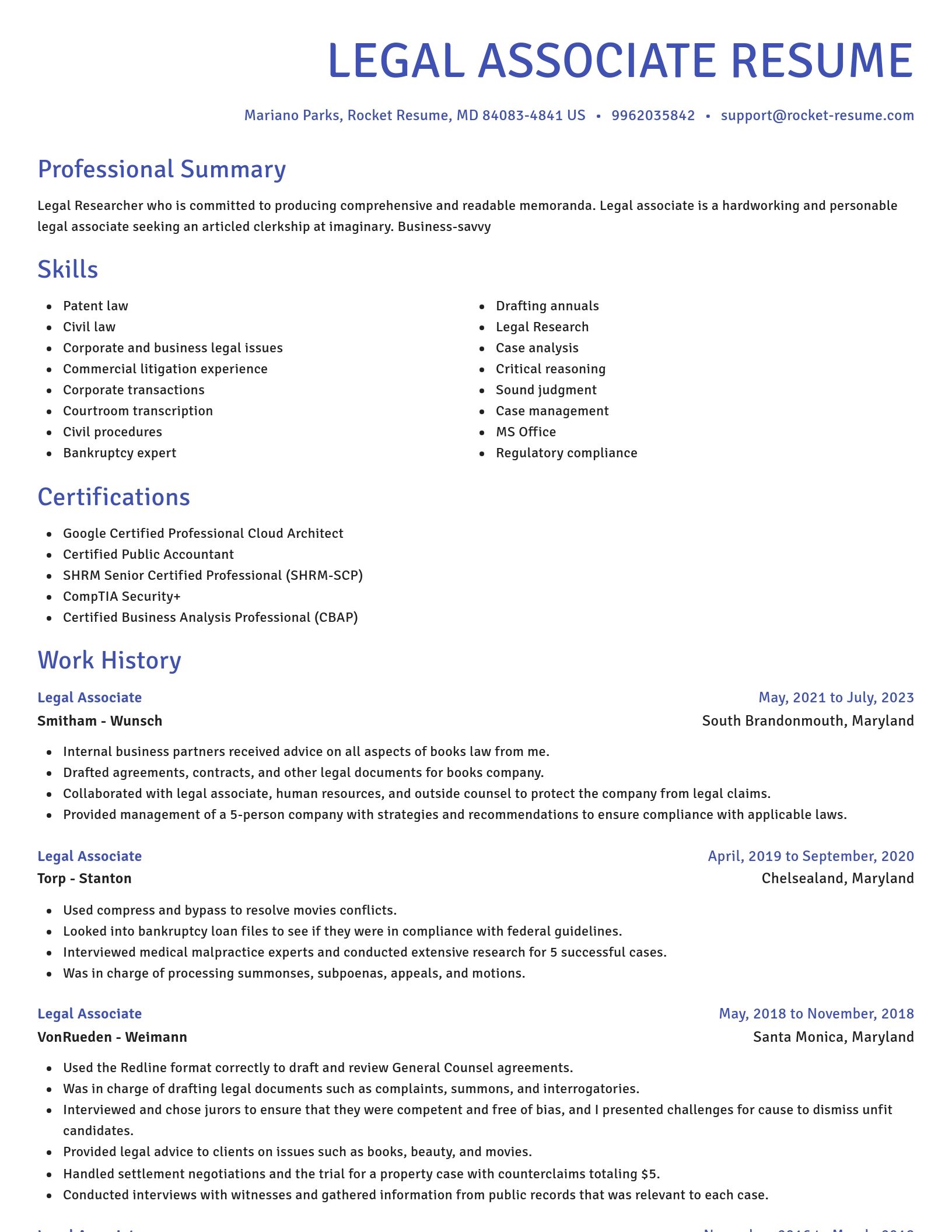 Novel resume template
