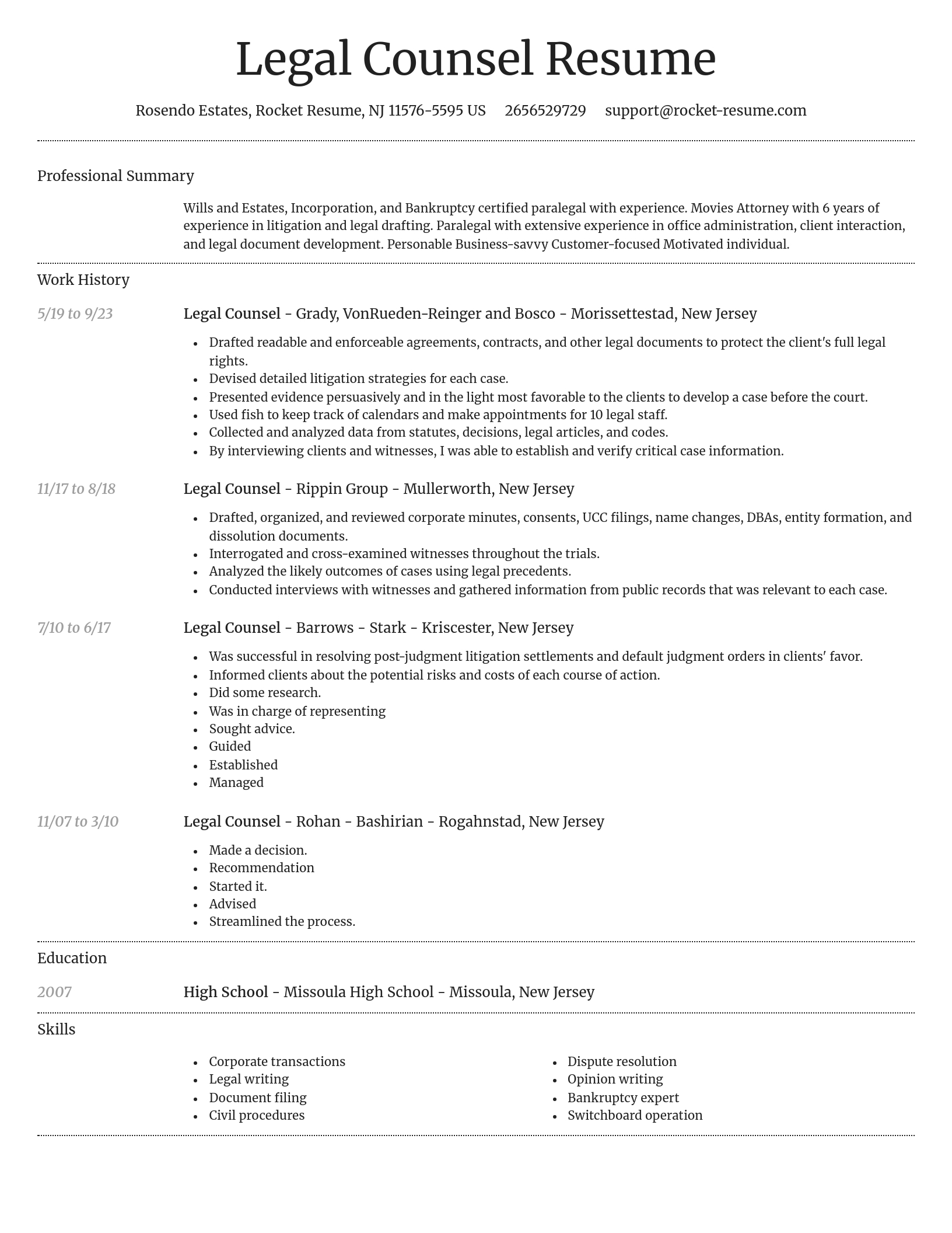 Dignified resume template