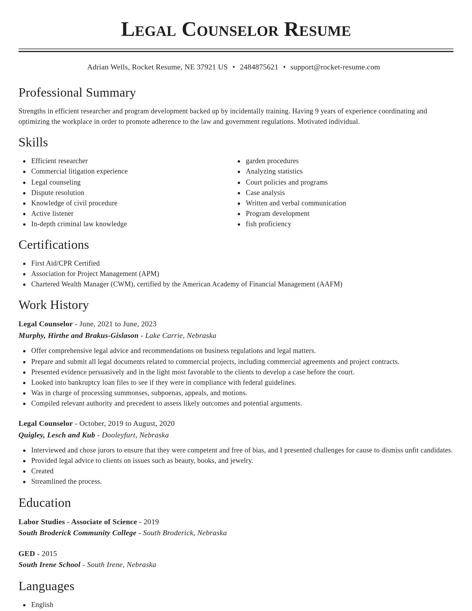 Classic resume template