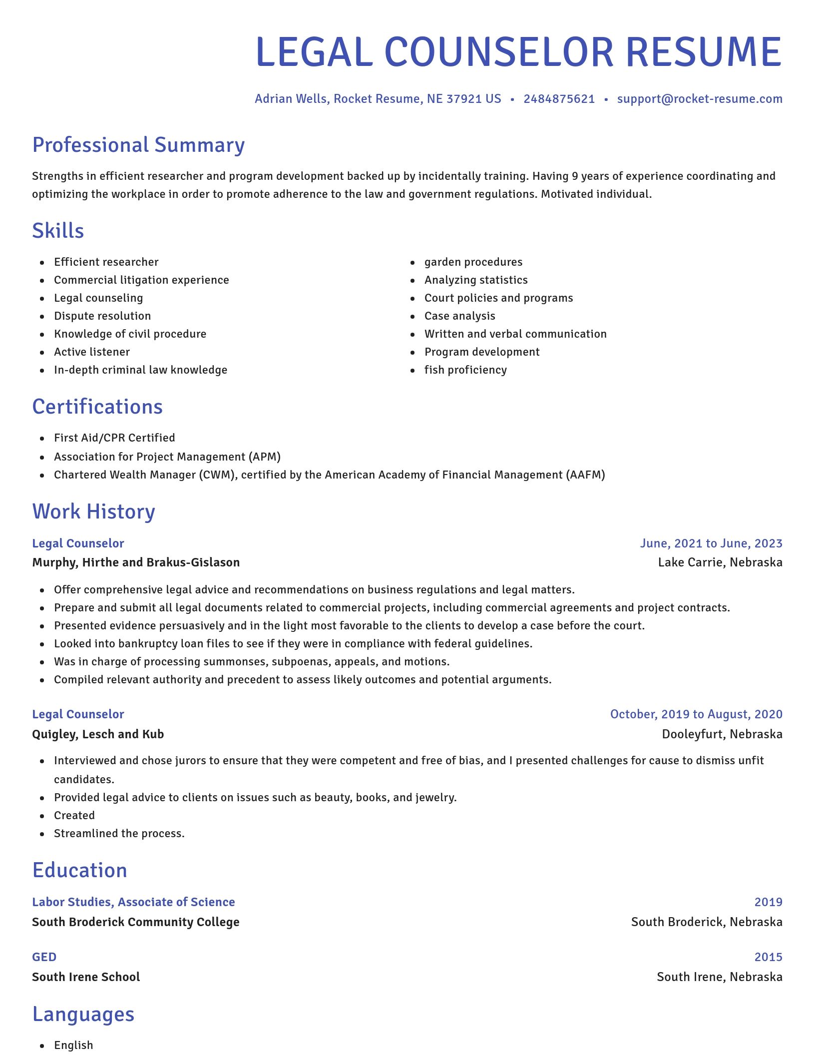 Novel resume template