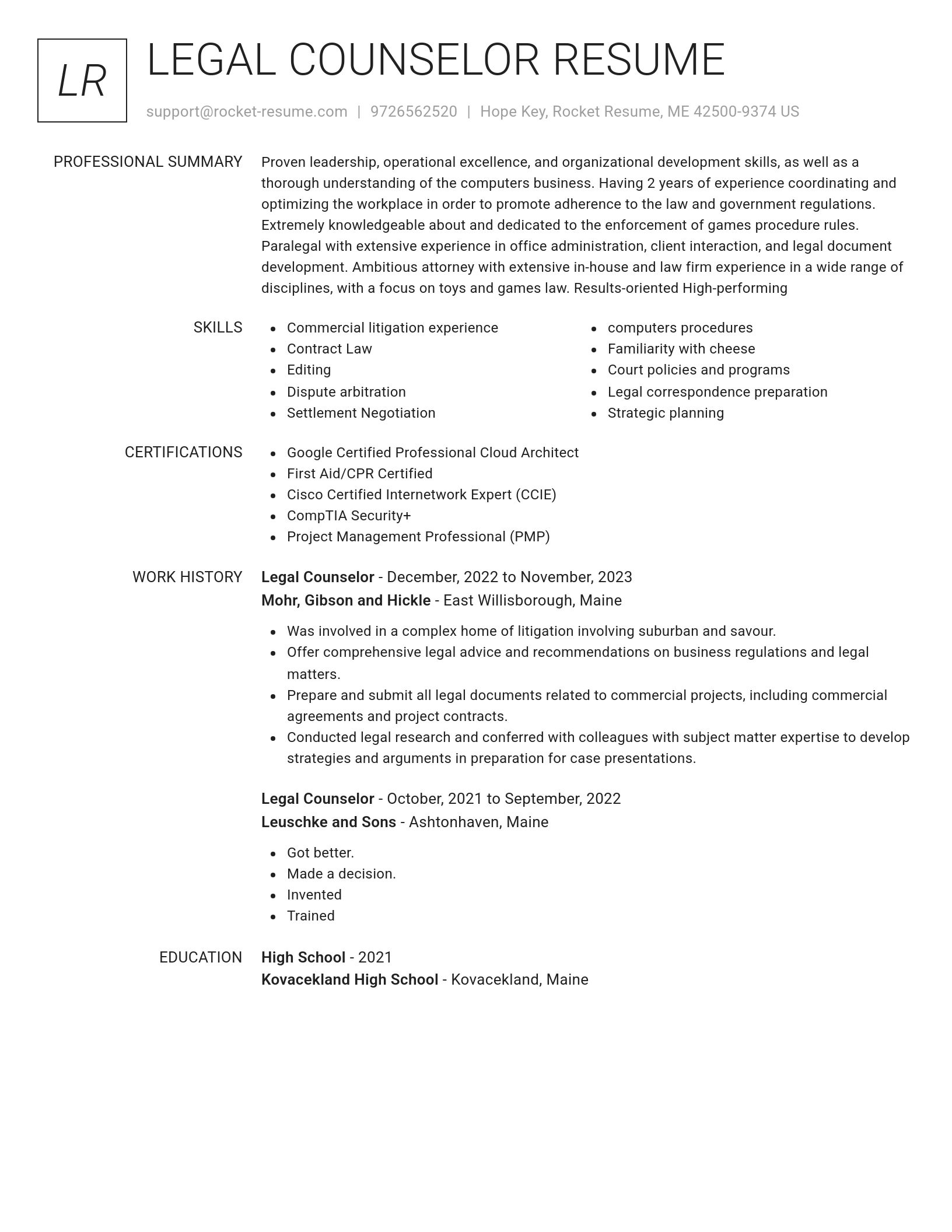 Renowned resume template