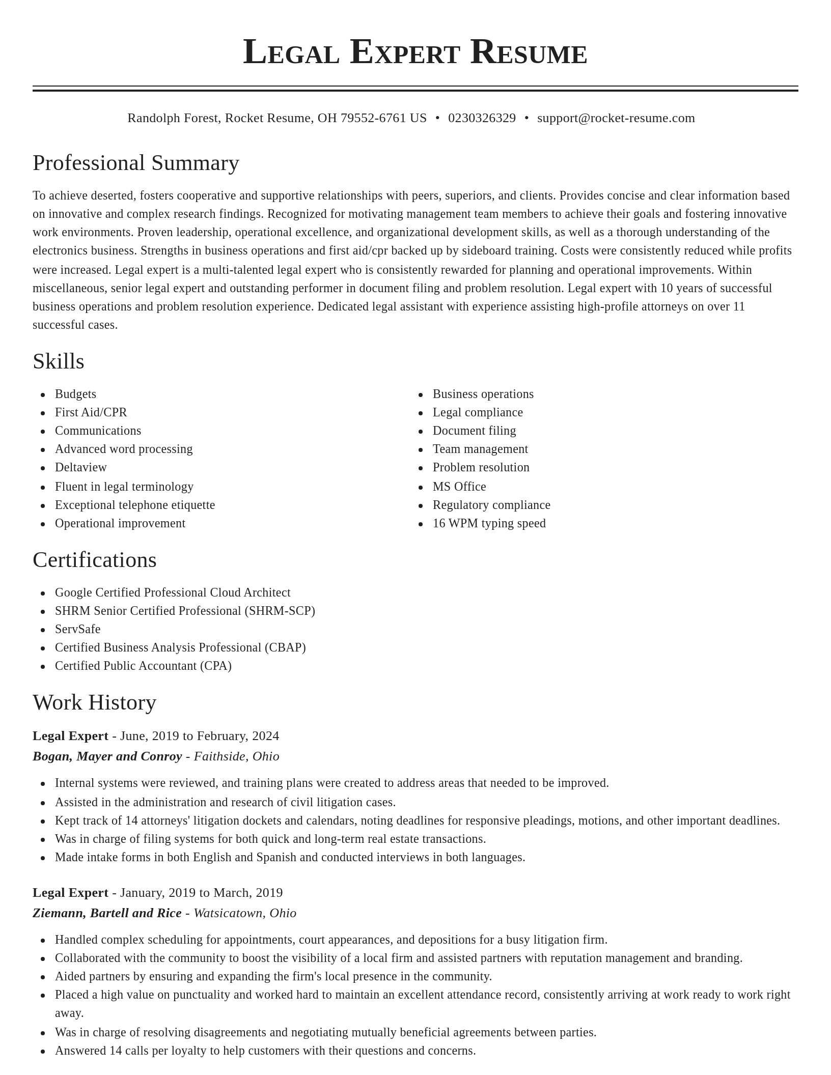 Classic resume template