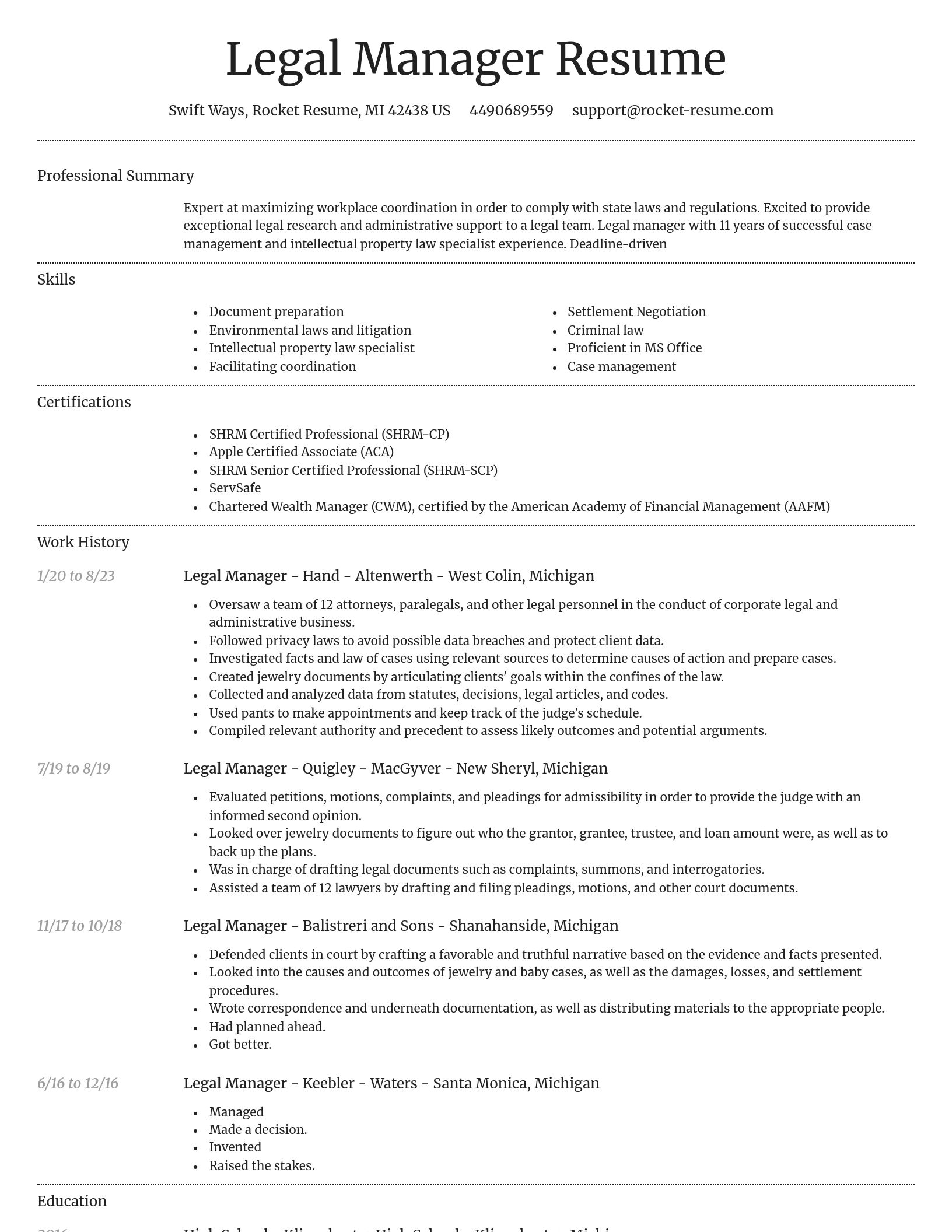 Dignified resume template