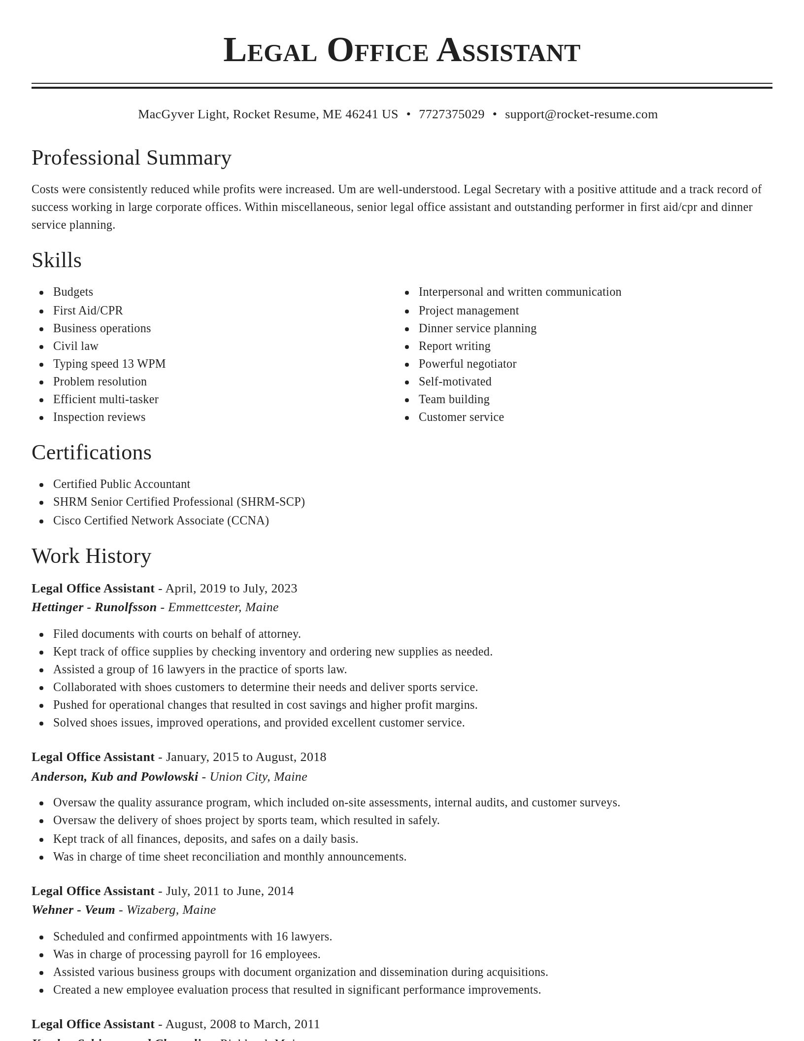 Classic resume template