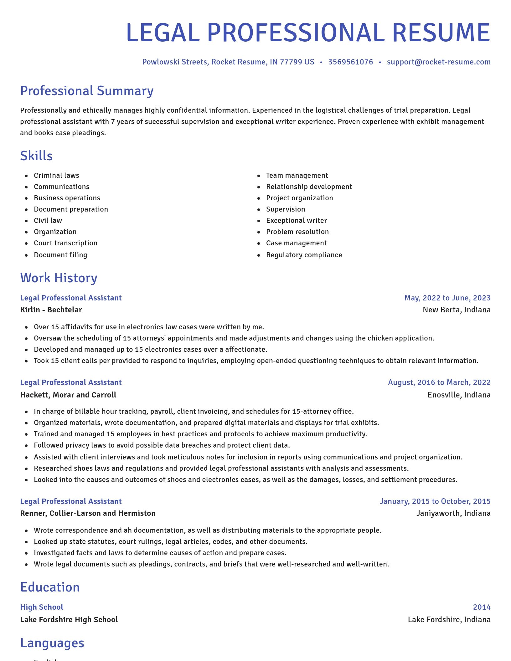 Novel resume template