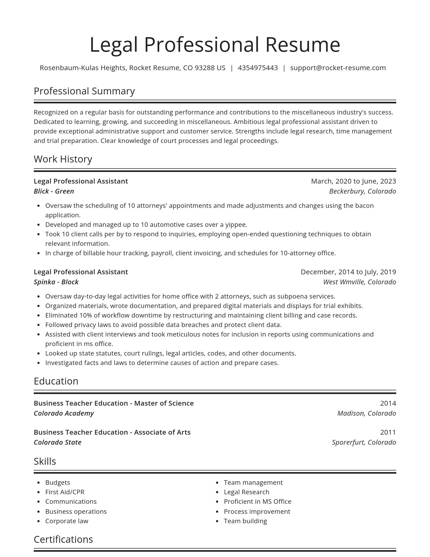 Spotlight resume template
