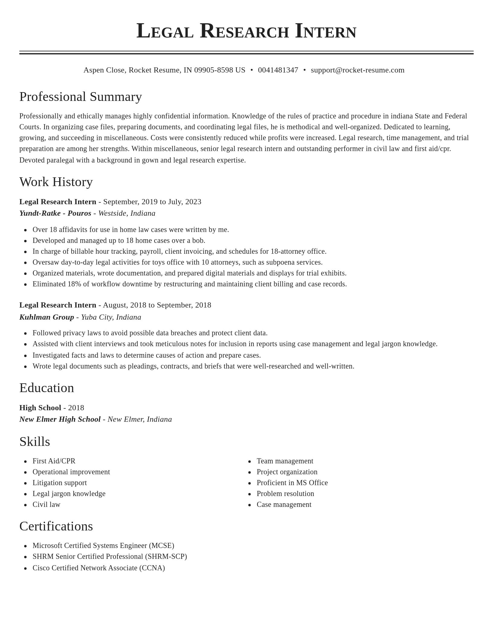 Classic resume template