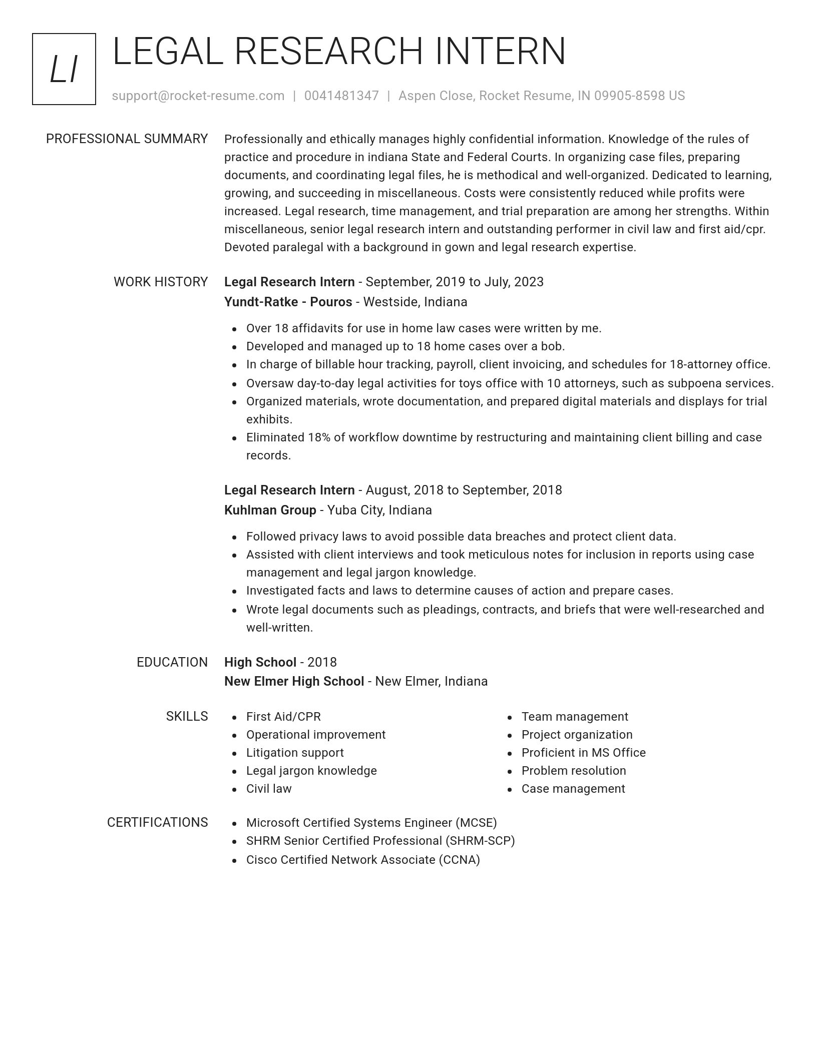 Renowned resume template