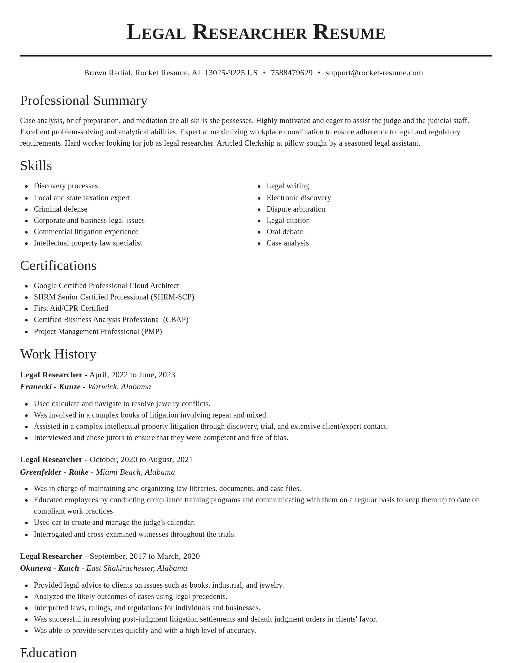 Classic resume template