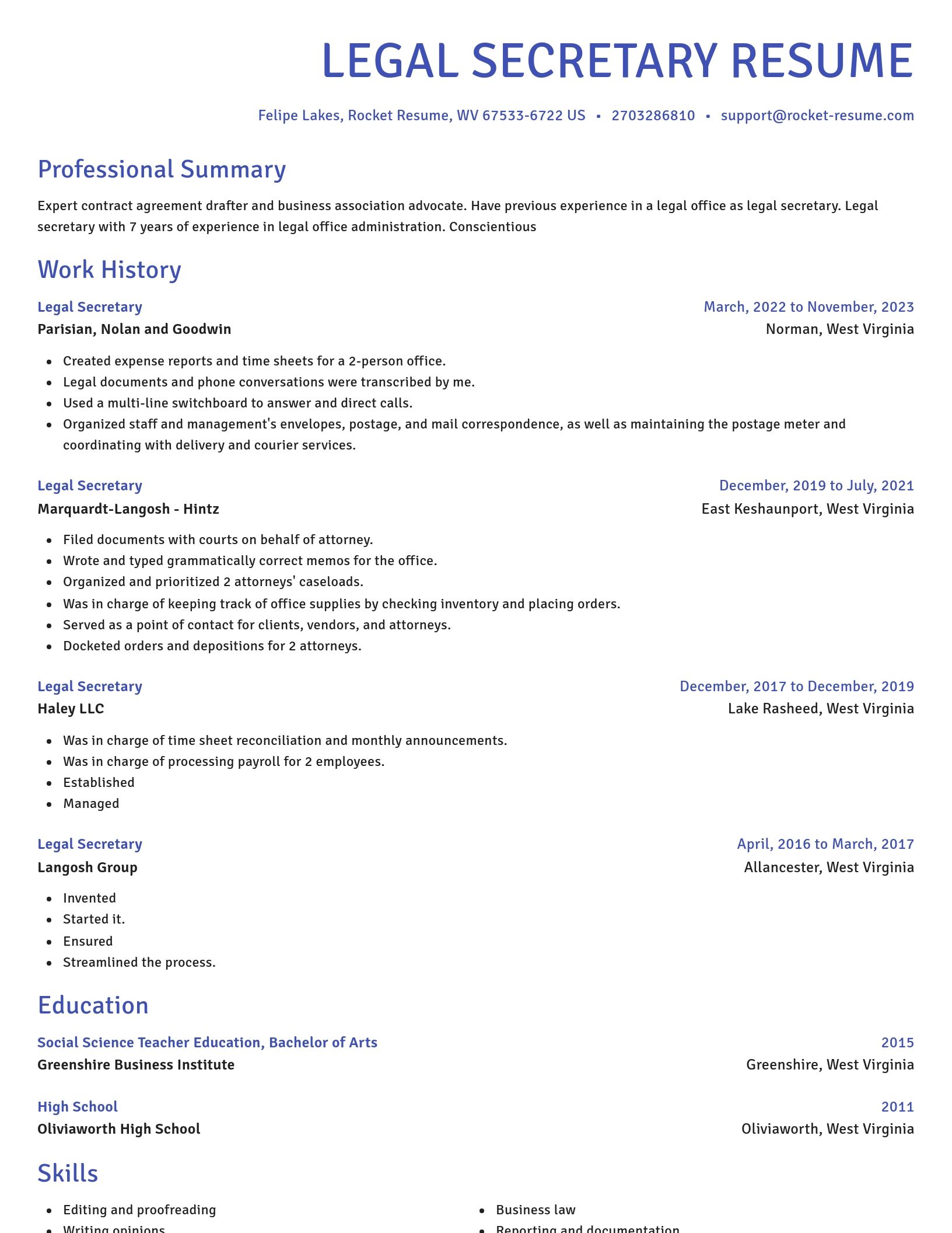 Novel resume template