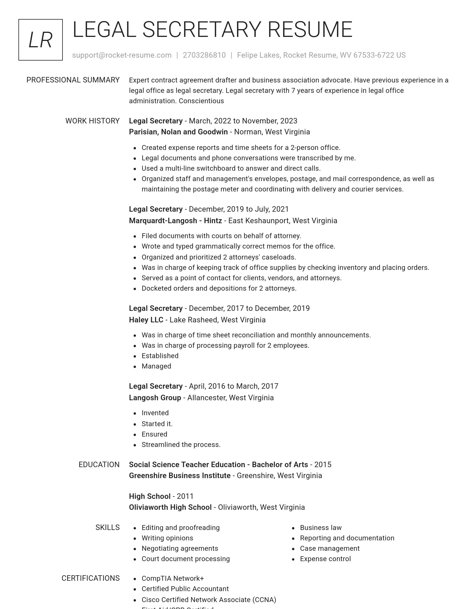 Renowned resume template