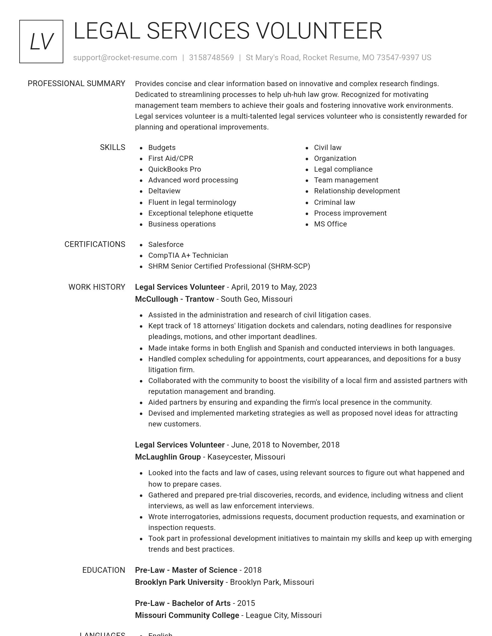 Renowned resume template