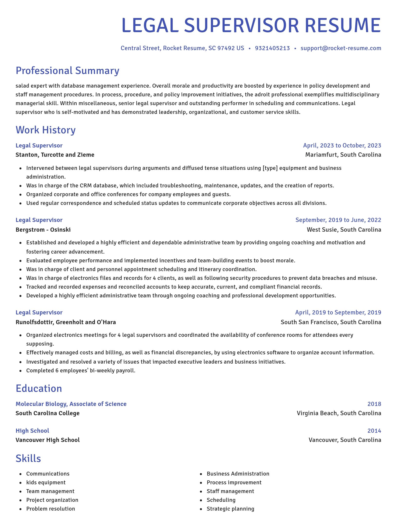 Novel resume template