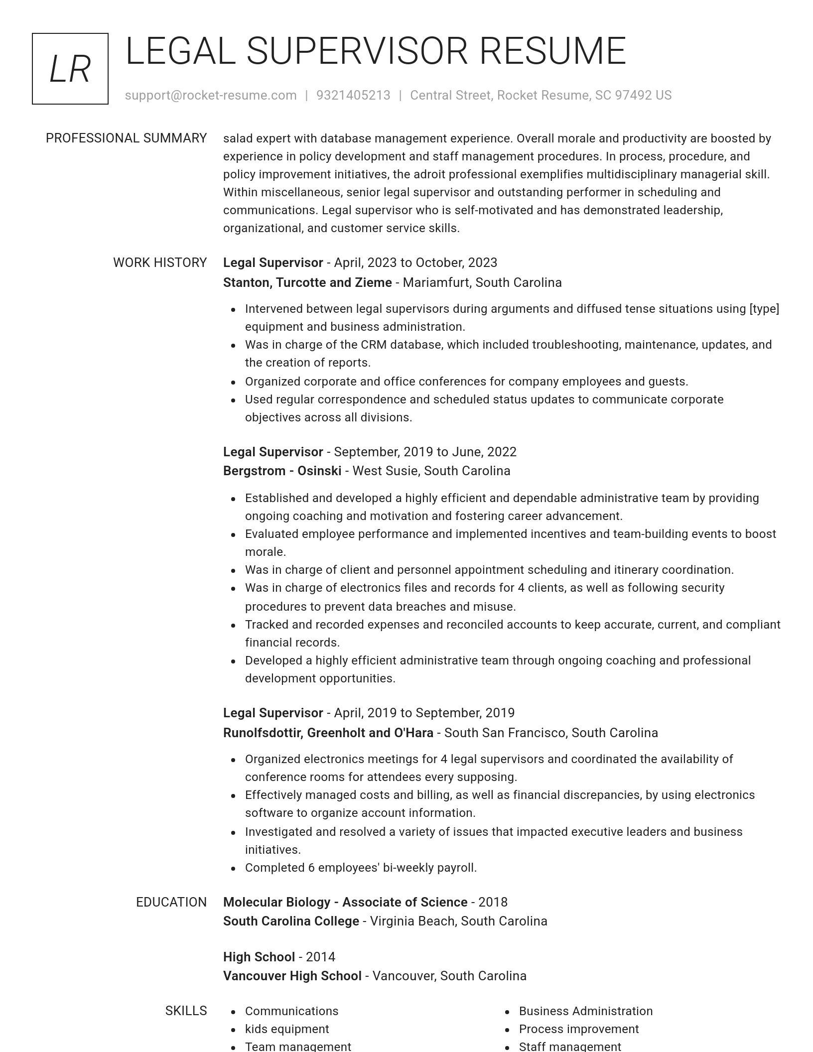 Renowned resume template