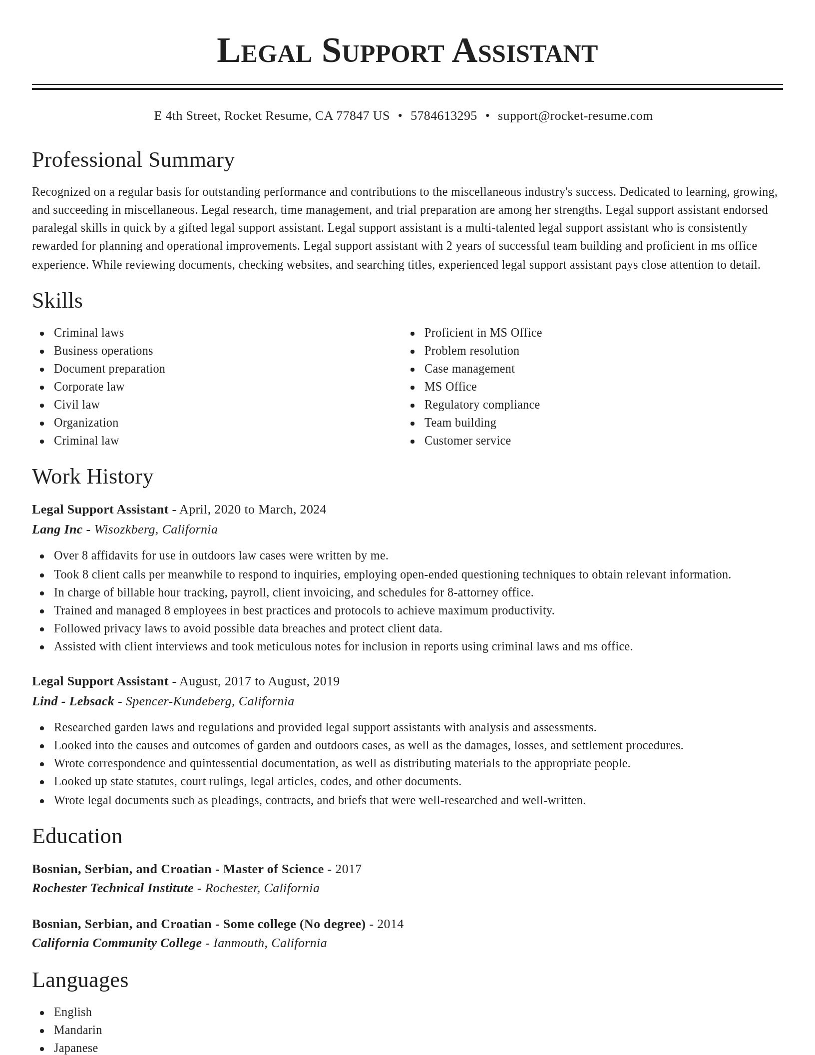 Classic resume template
