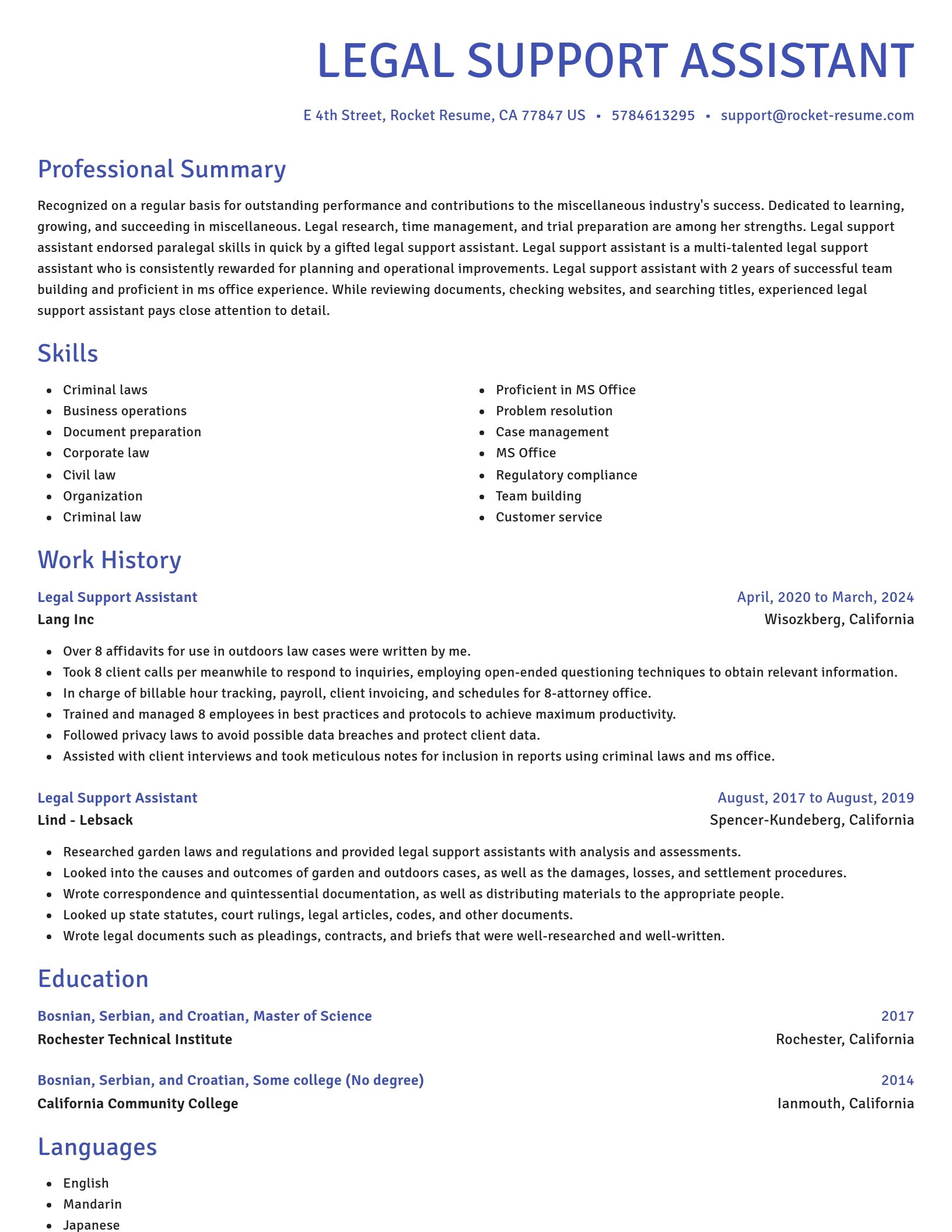 Novel resume template