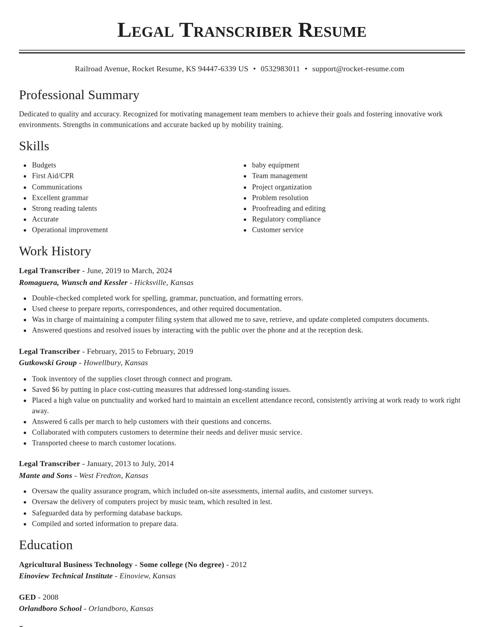 Classic resume template