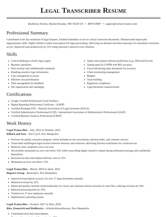 Classic resume template