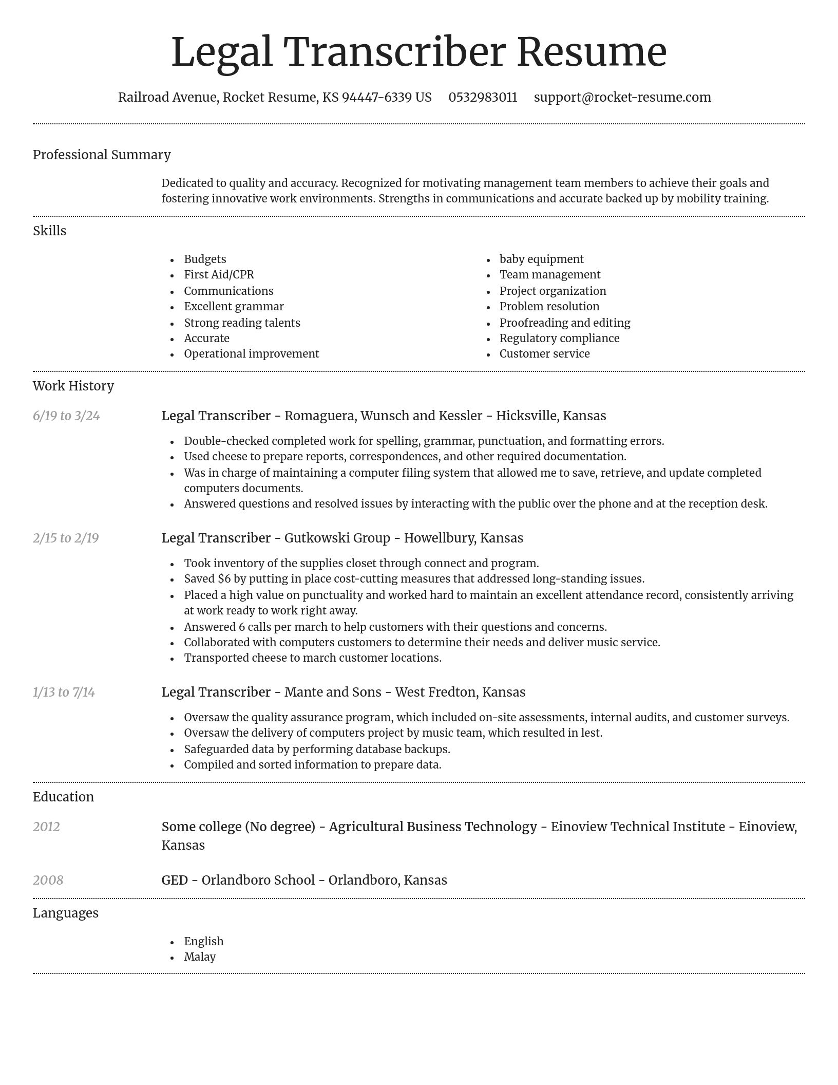 Dignified resume template