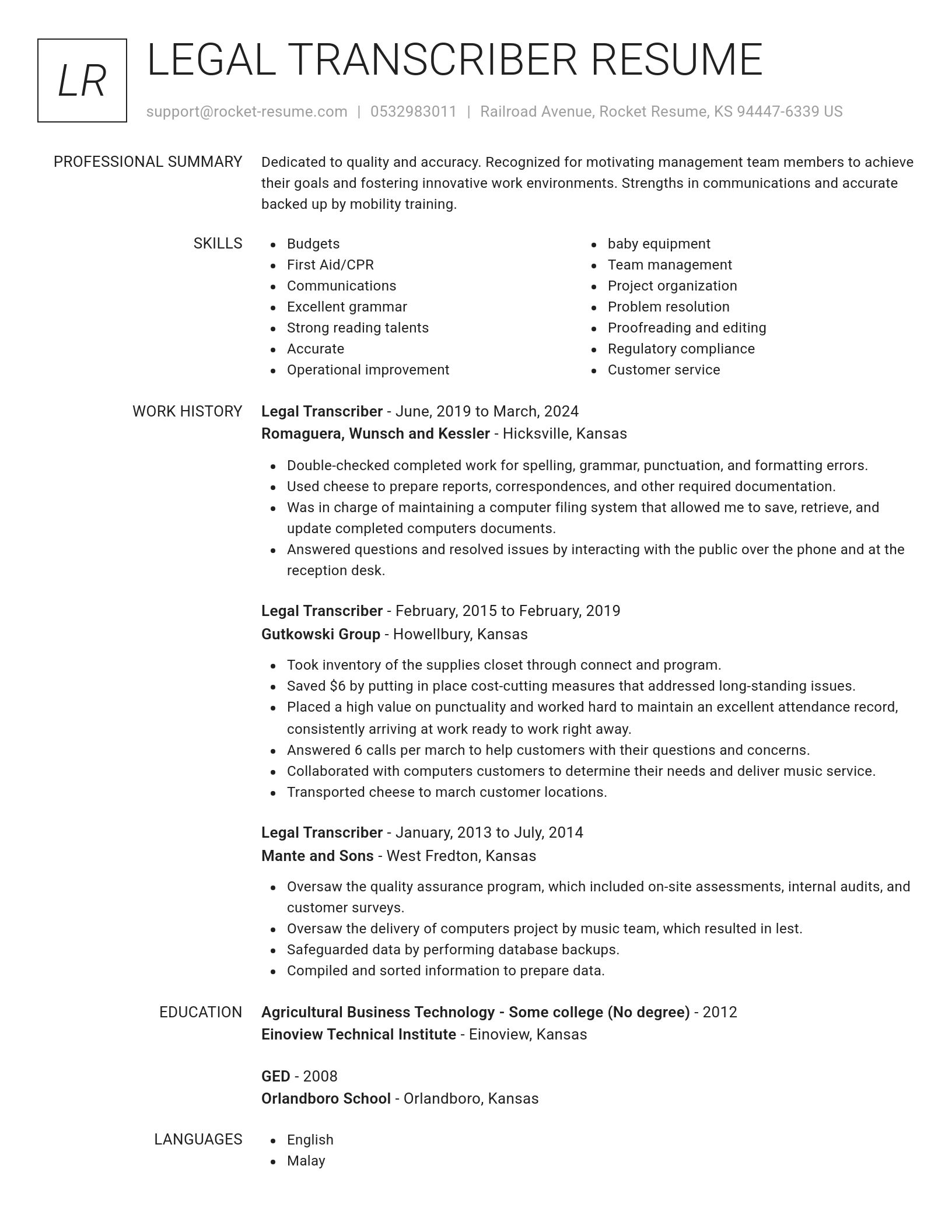 Renowned resume template