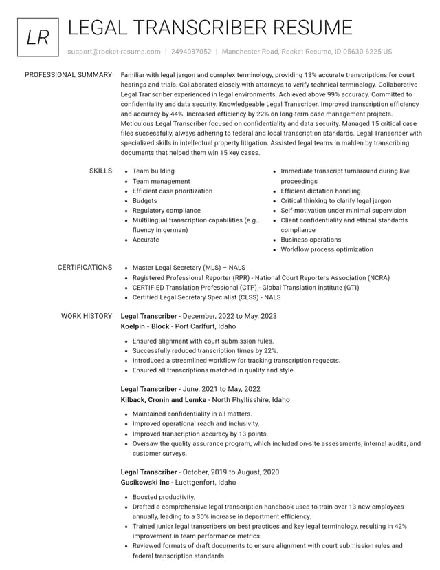 Renowned resume template
