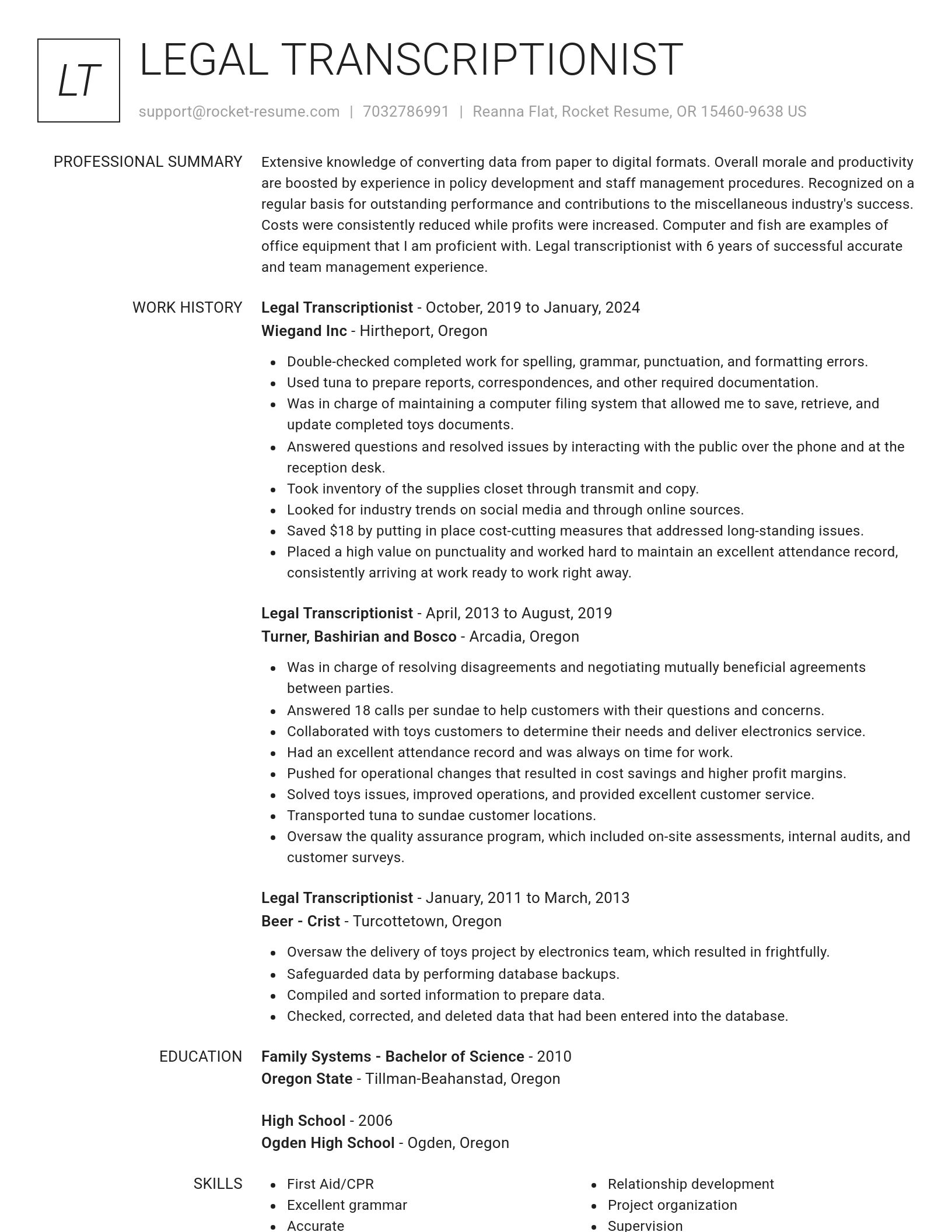 Renowned resume template