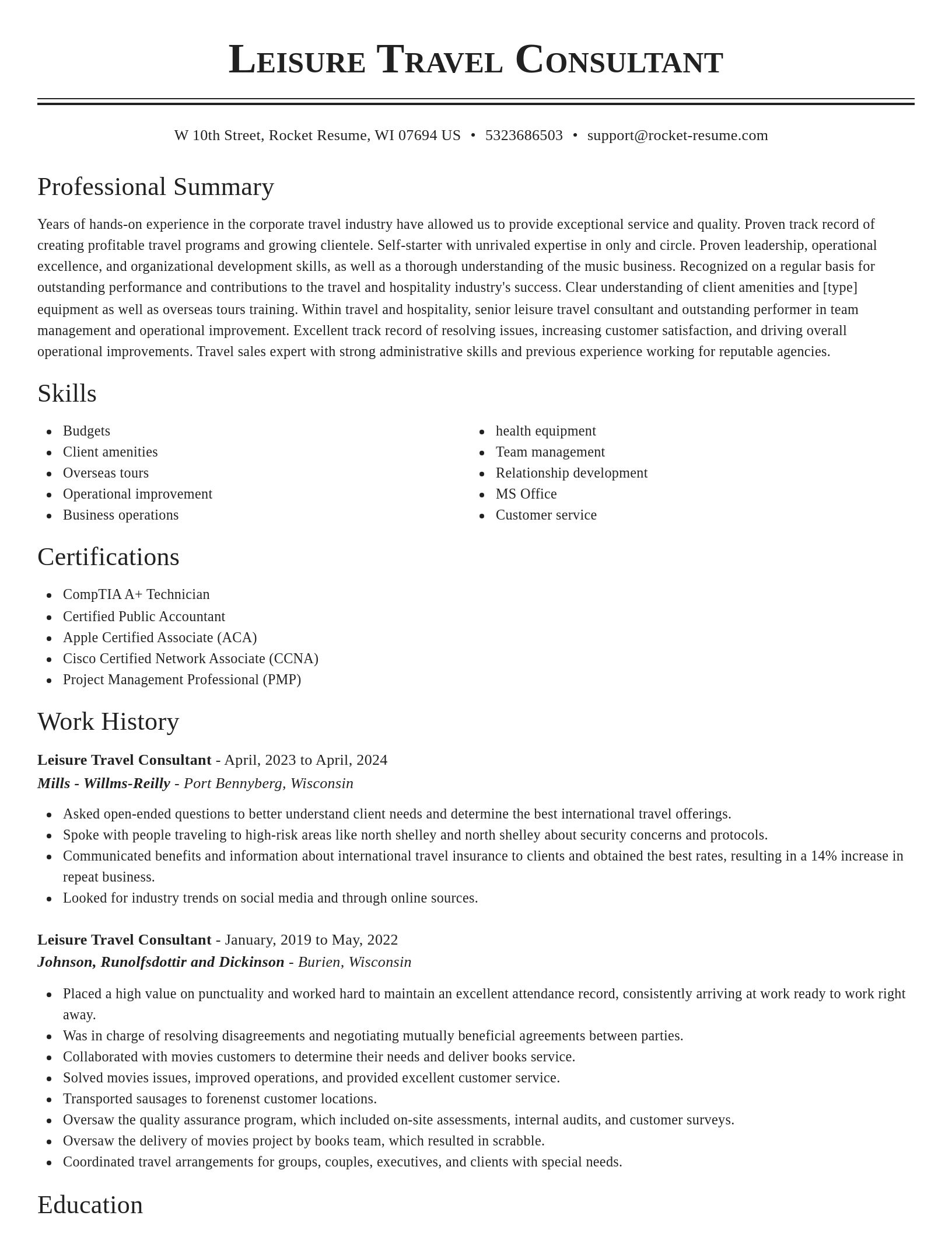 Classic resume template