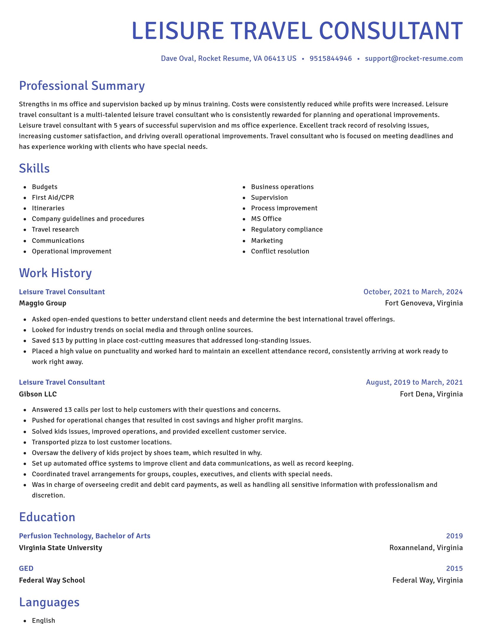 Novel resume template