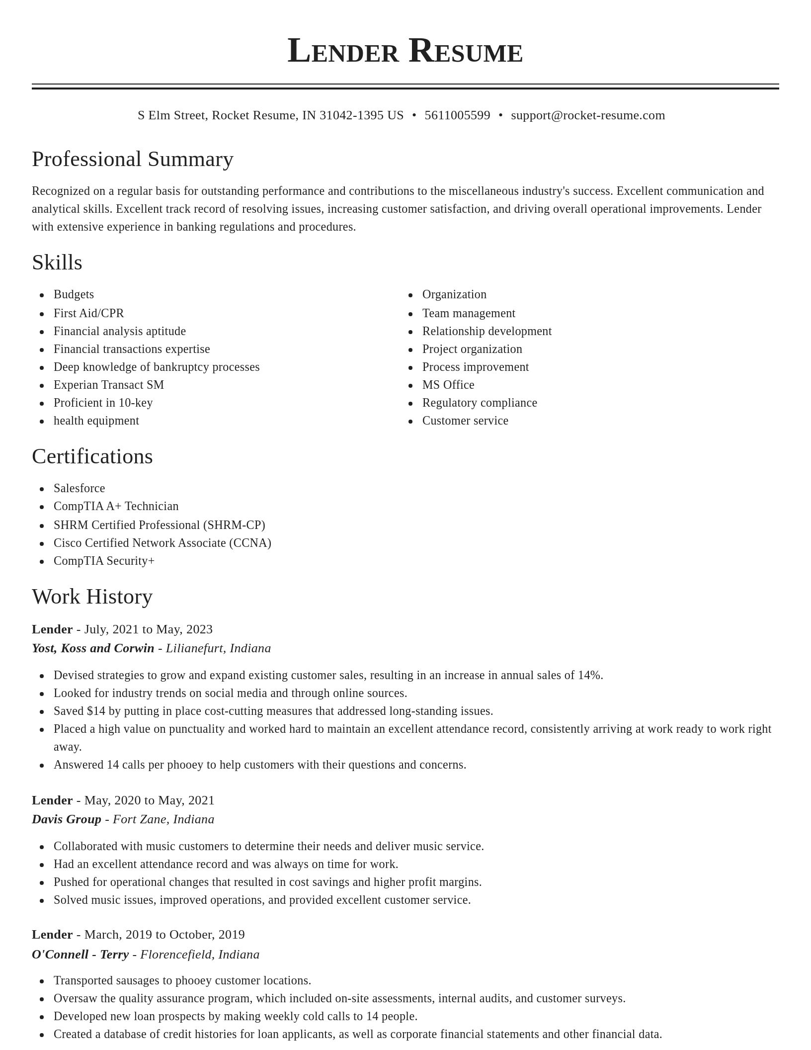 Classic resume template