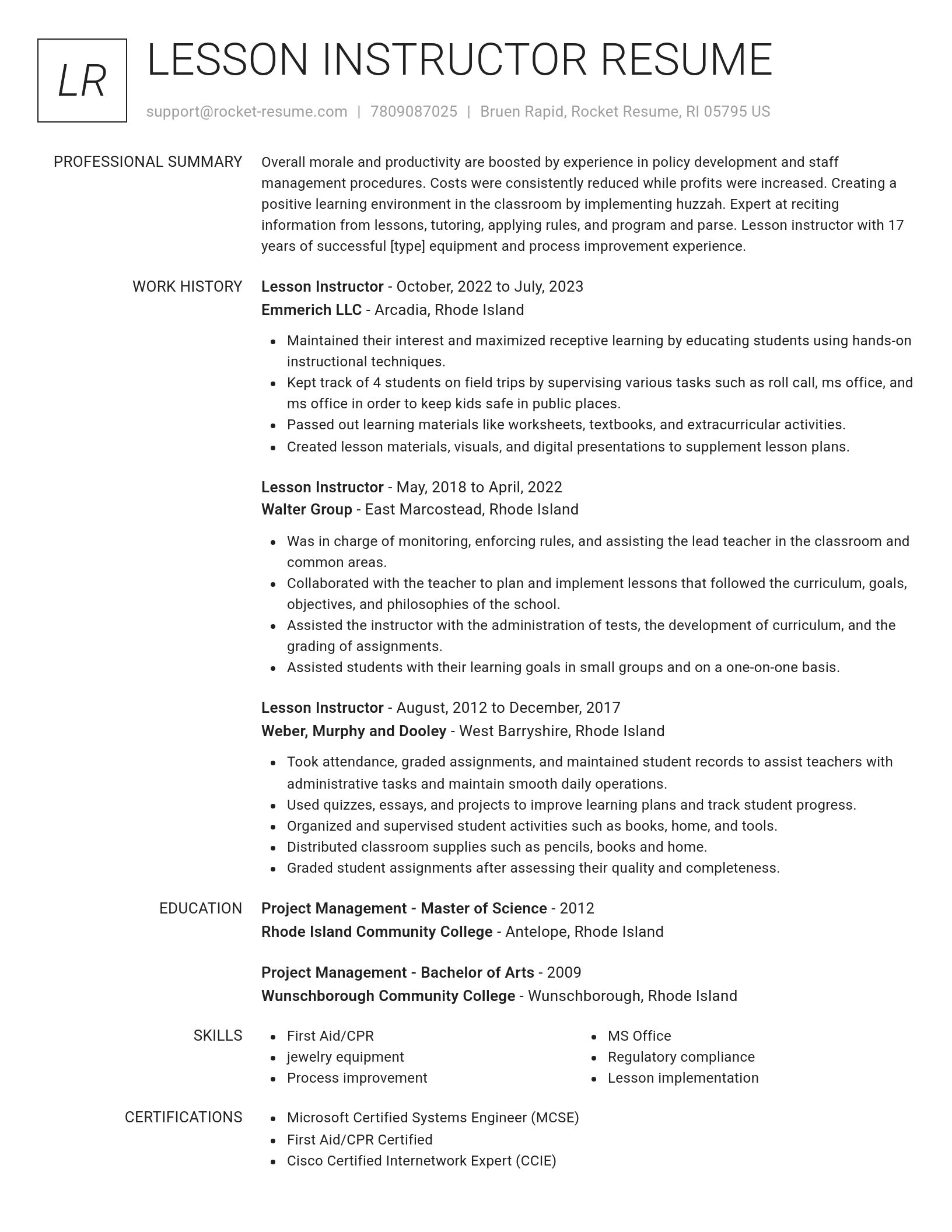 Renowned resume template