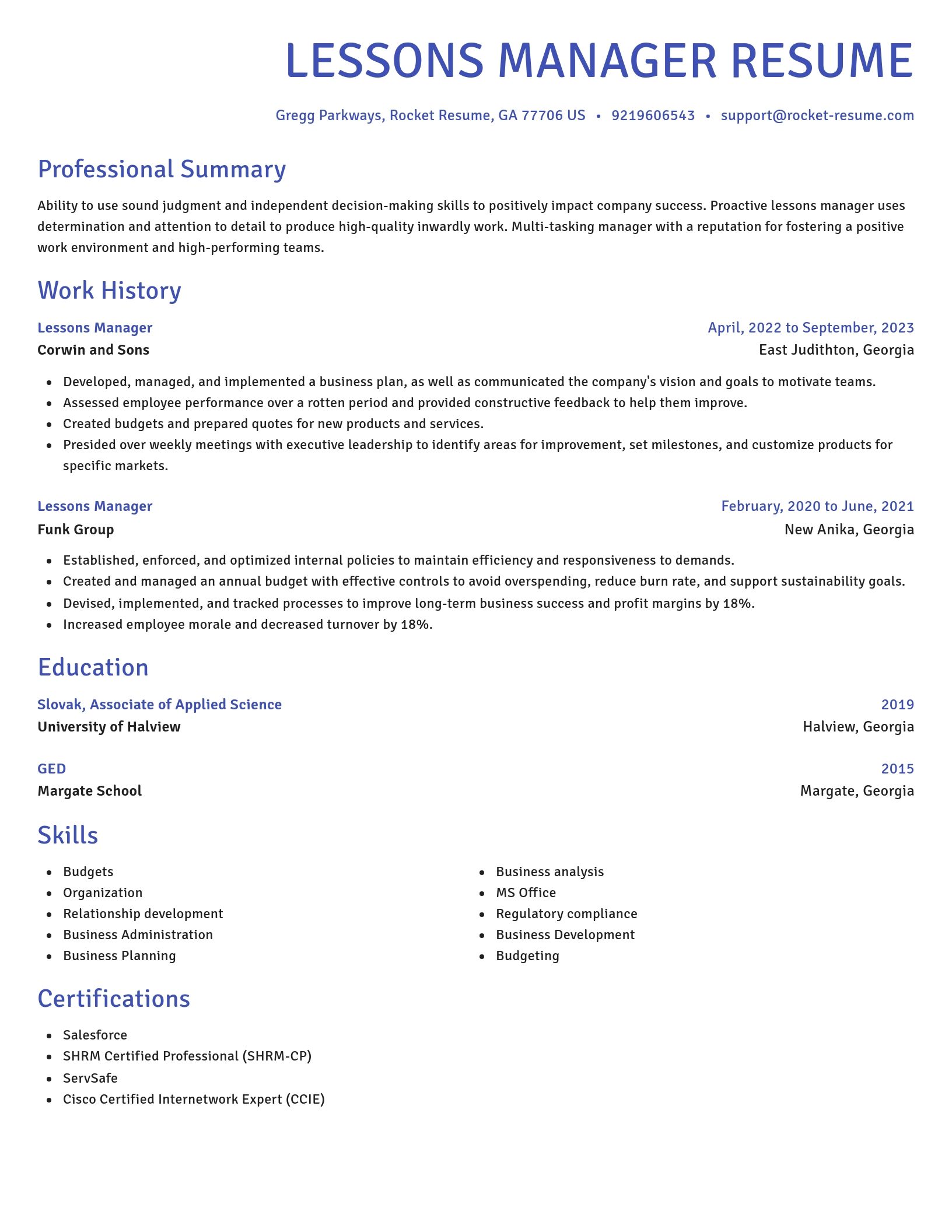 Novel resume template