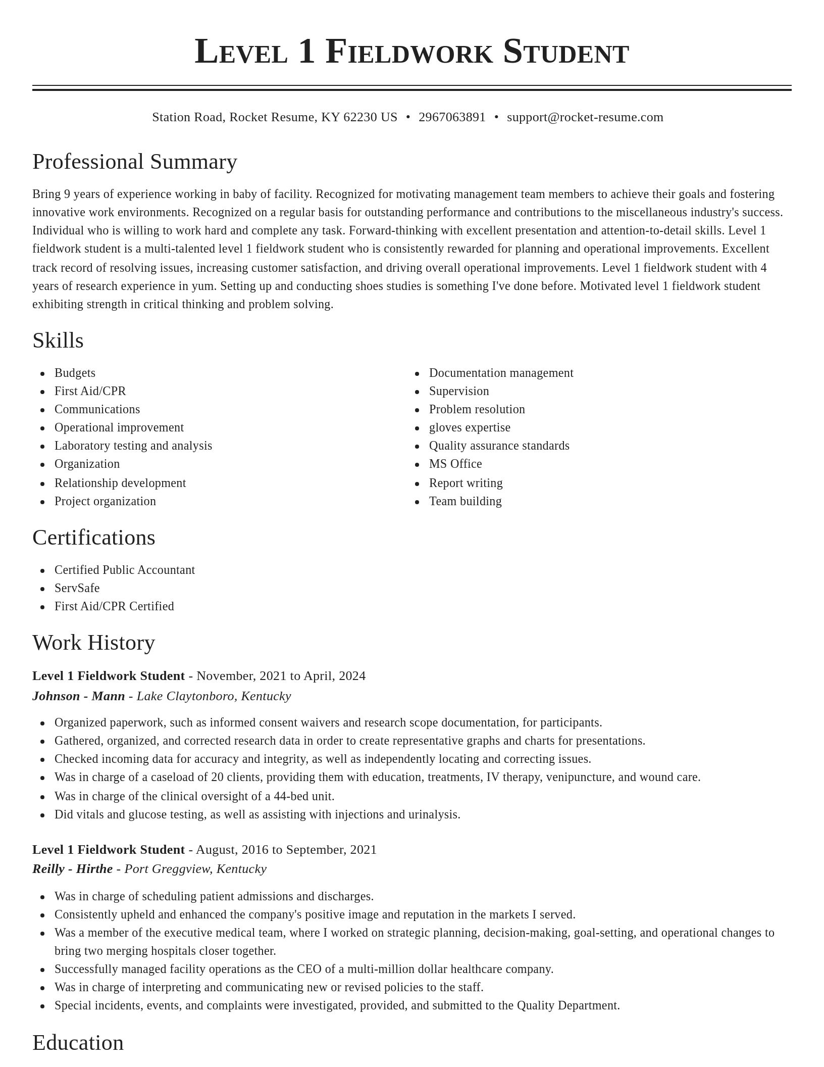Classic resume template