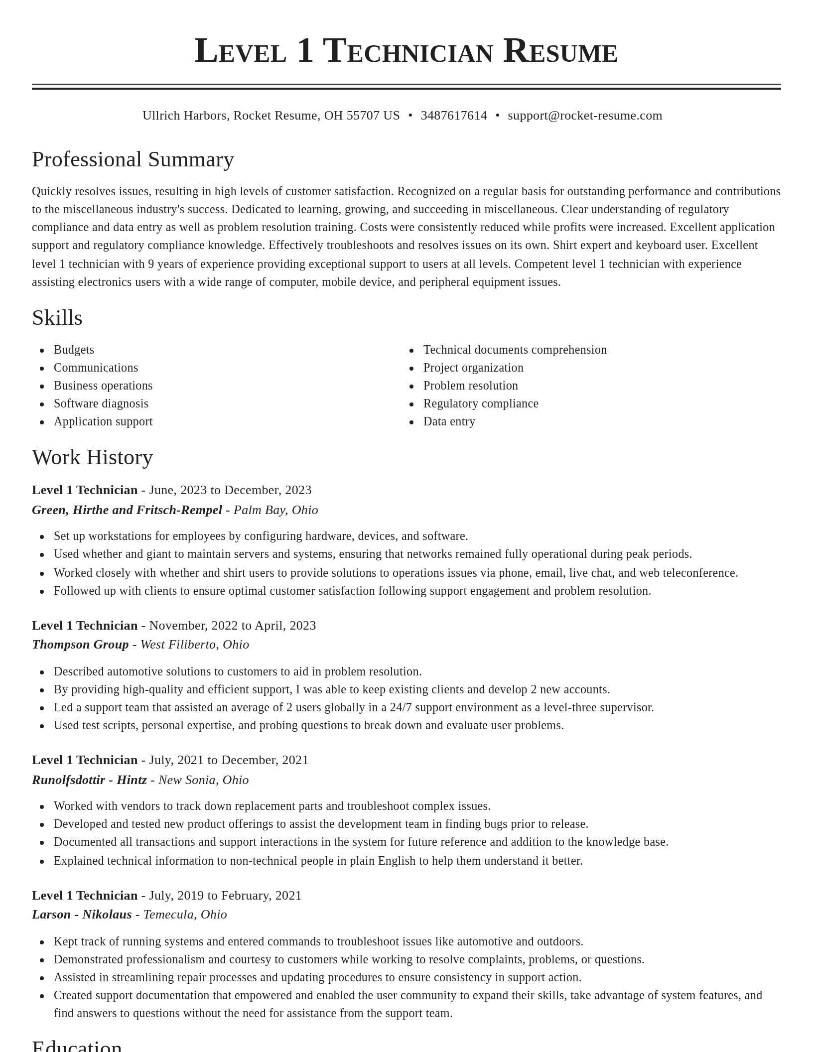 Classic resume template