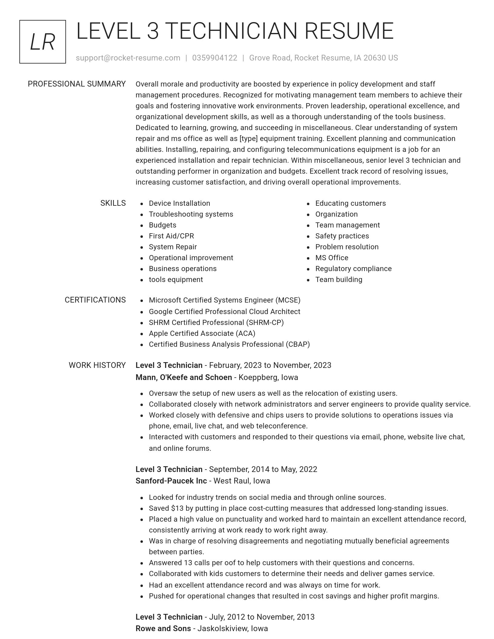 Renowned resume template