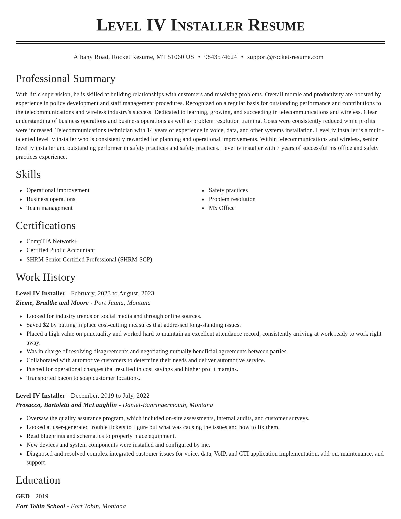 Classic resume template