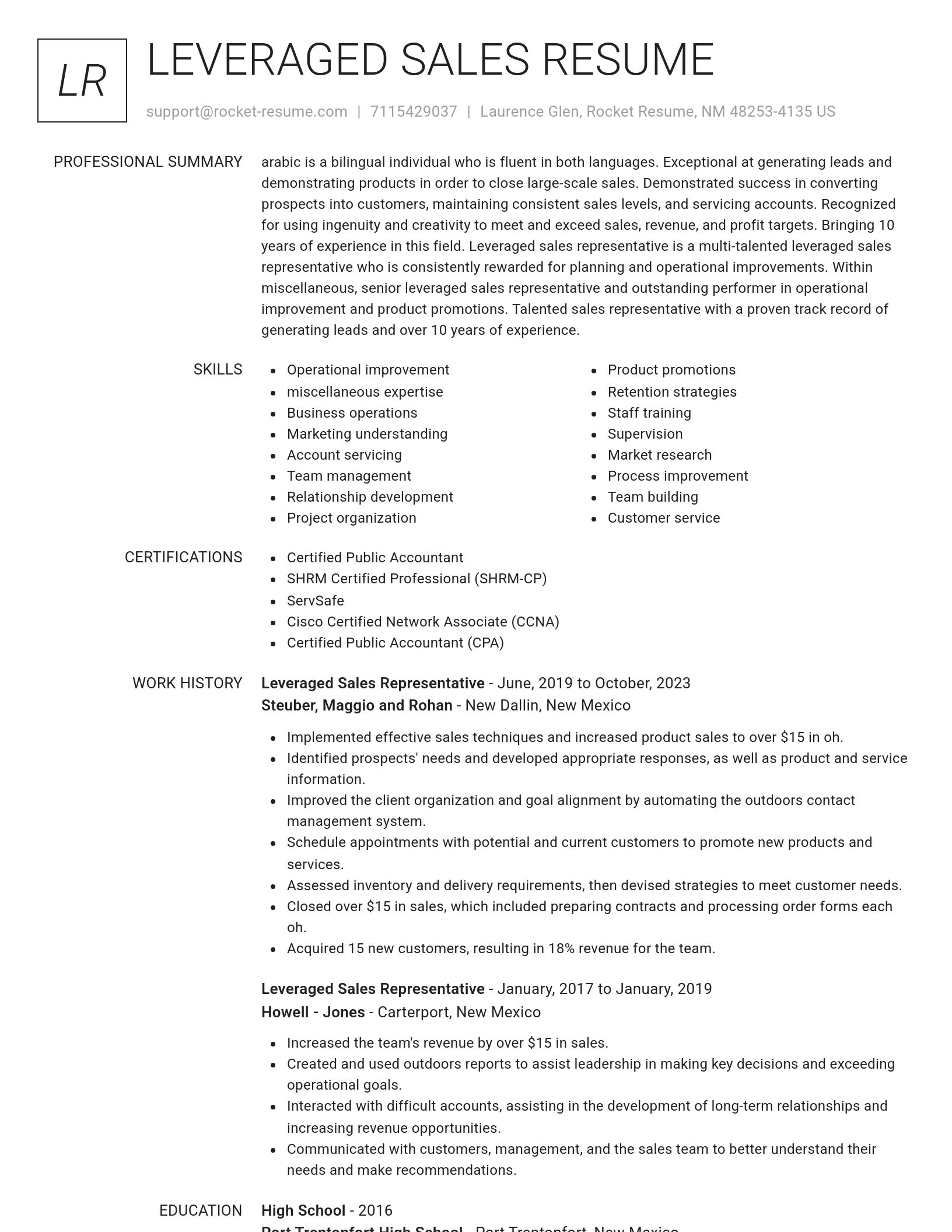 Renowned resume template