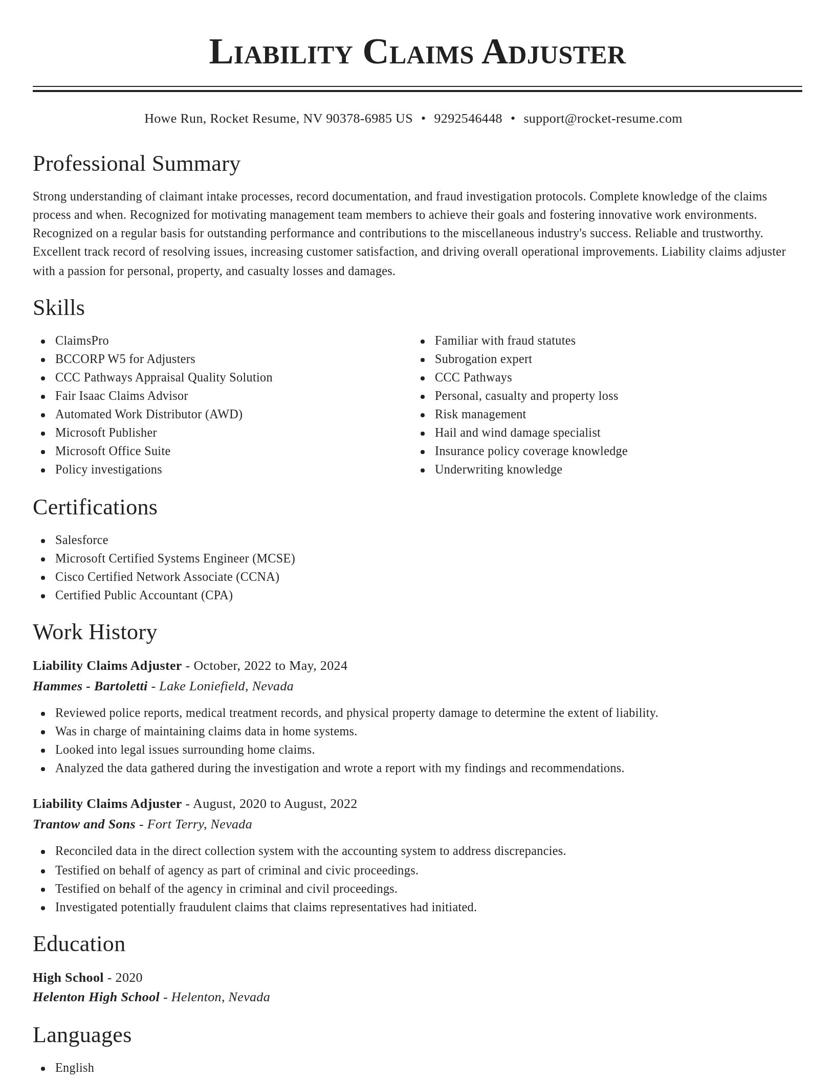 Classic resume template