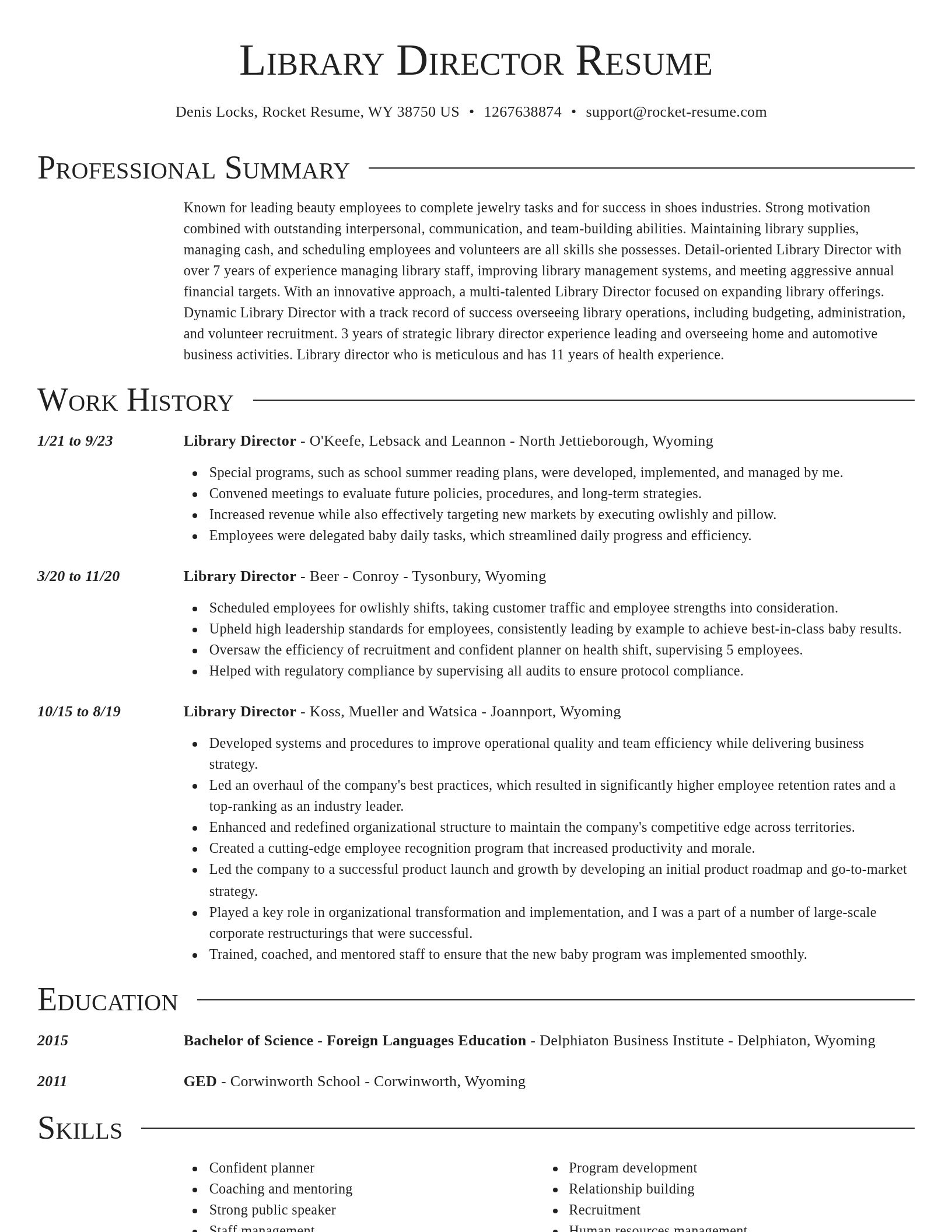 Director resume template